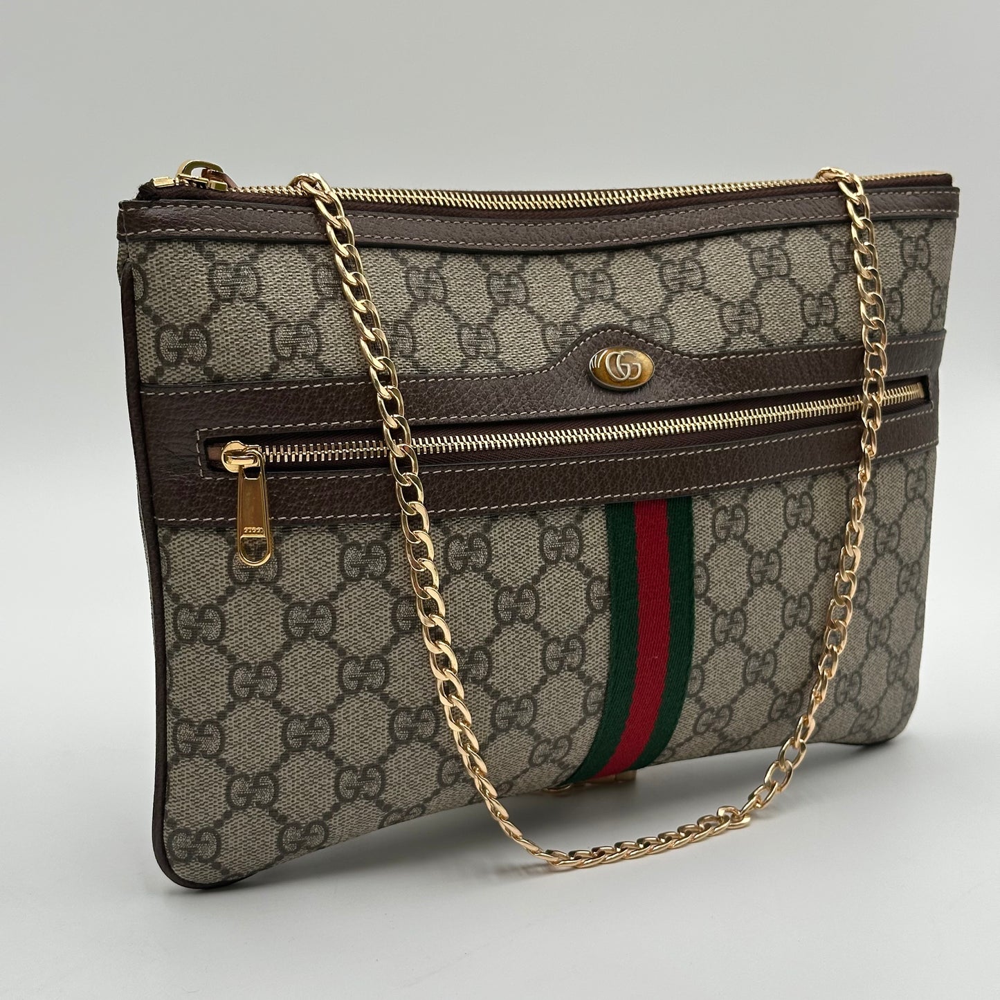 Authentic GUCCI Ophidia Supreme Zipper Clutch Crossbody