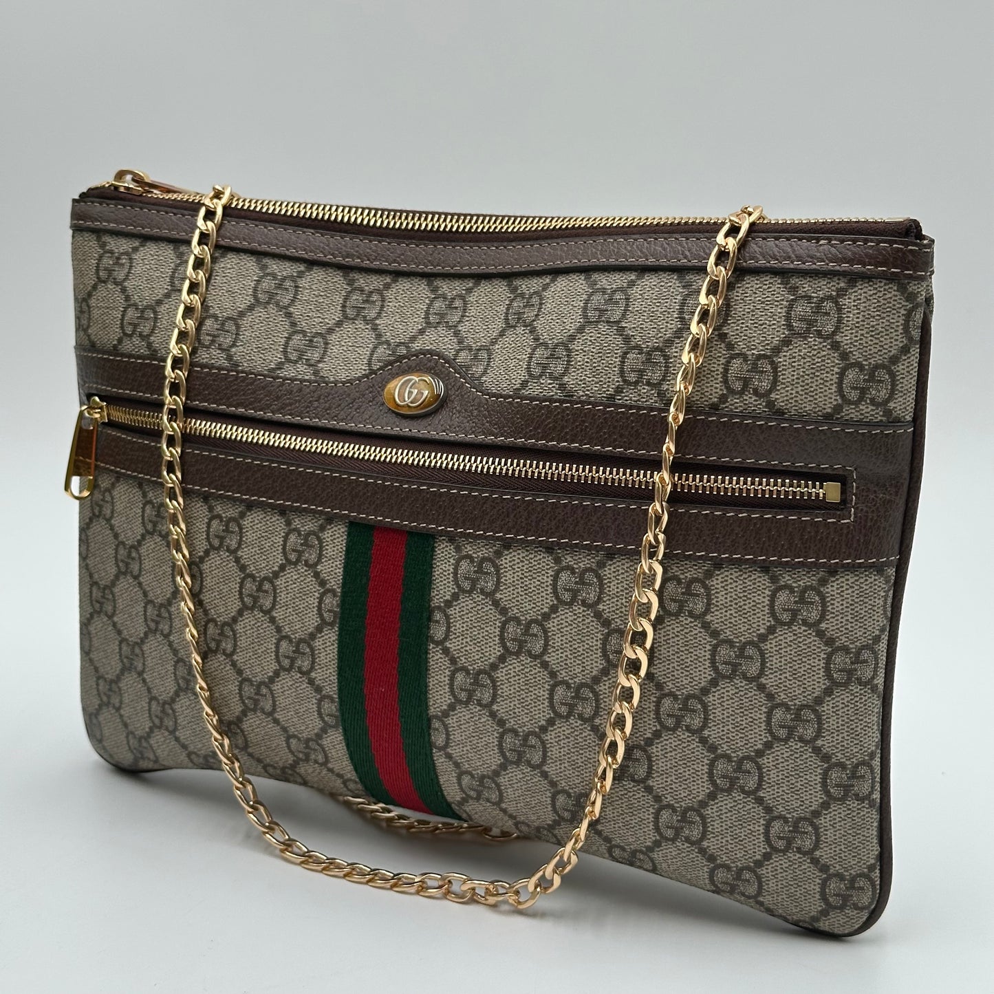 Authentic GUCCI Ophidia Supreme Zipper Clutch Crossbody