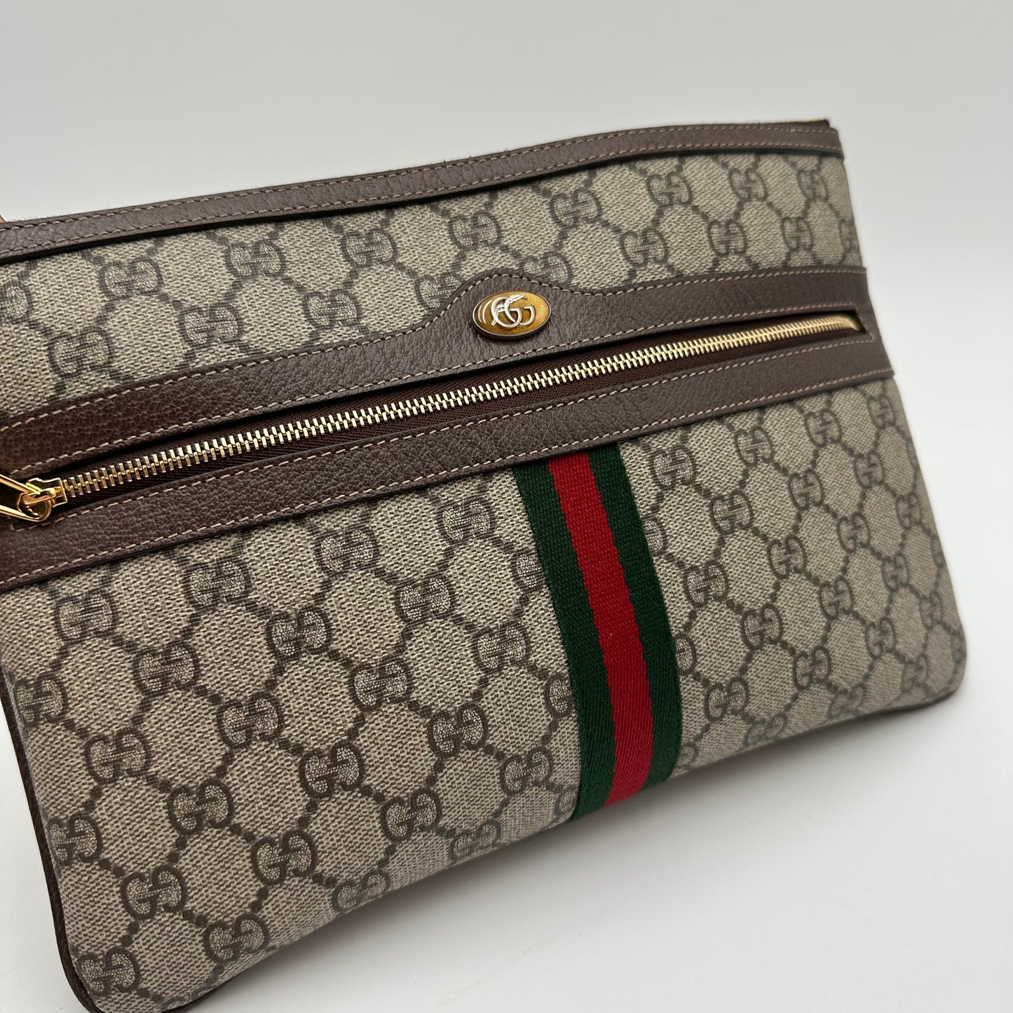 Authentic GUCCI Ophidia Supreme Zipper Clutch Crossbody