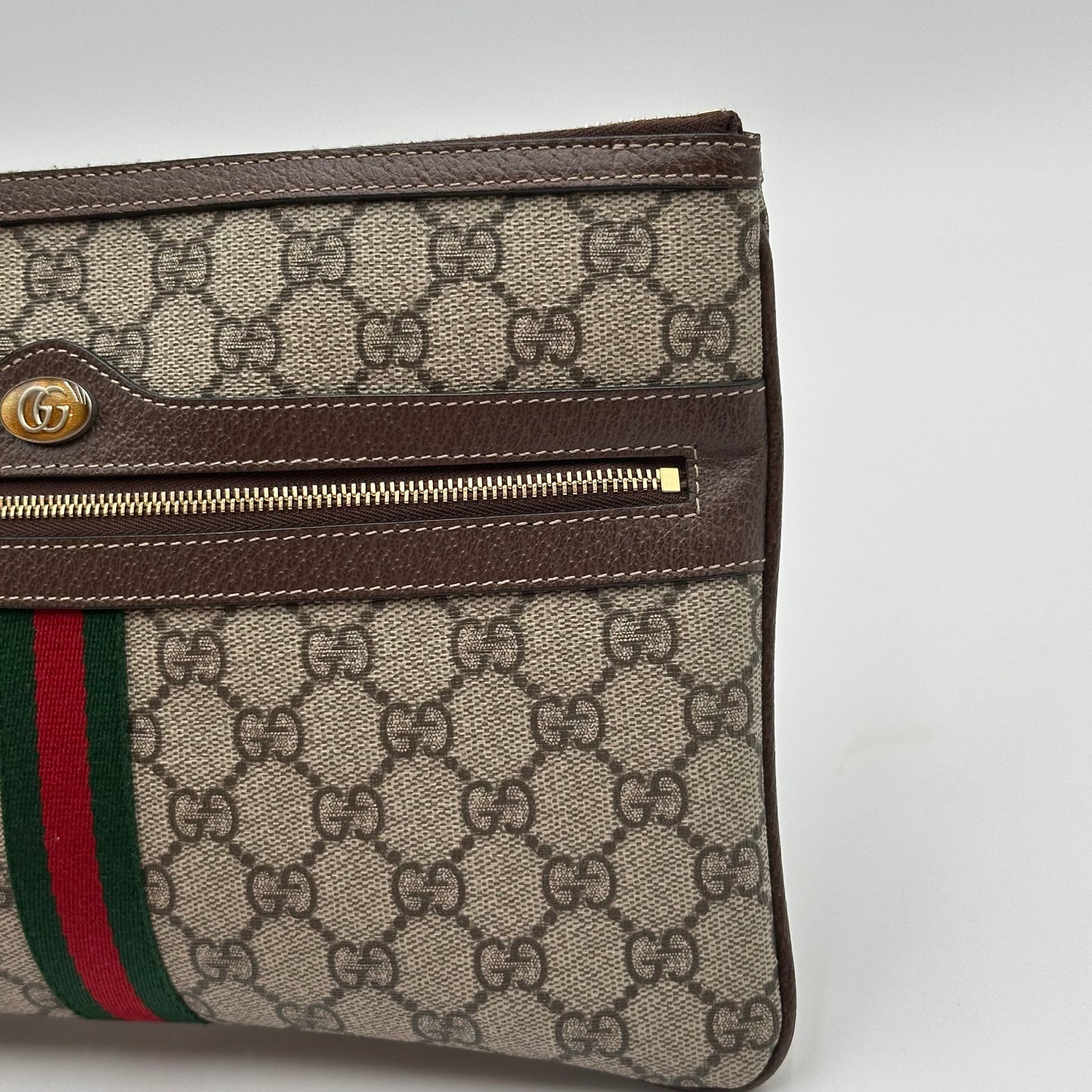 Authentic GUCCI Ophidia Supreme Zipper Clutch Crossbody