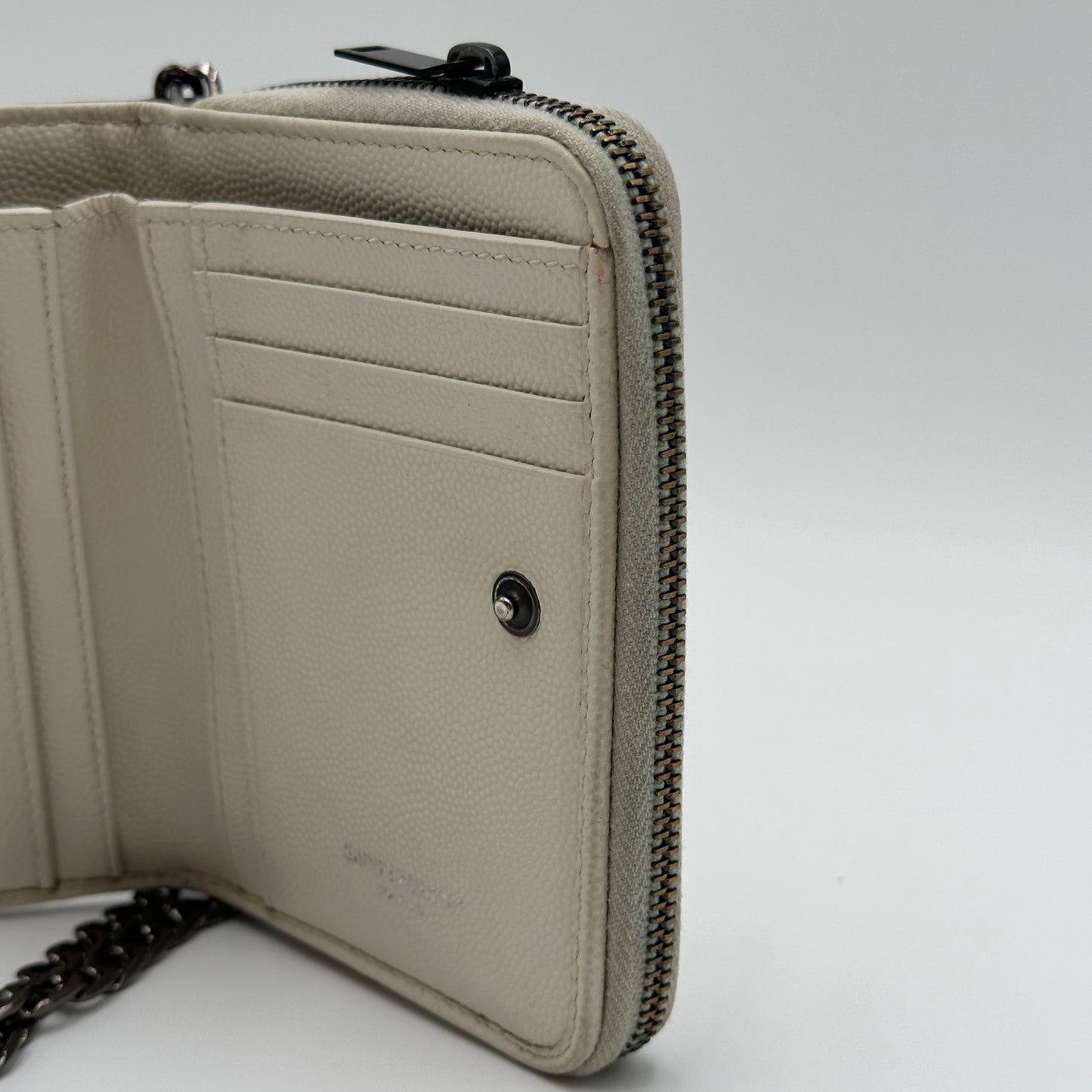 Authentic YSL White Matelasse Compact Wallet