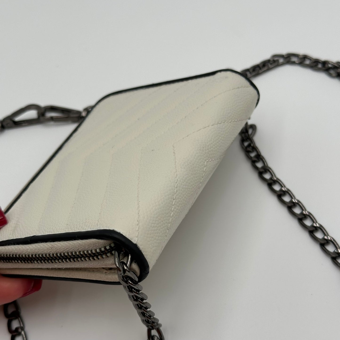 Authentic YSL White Matelasse Compact Wallet