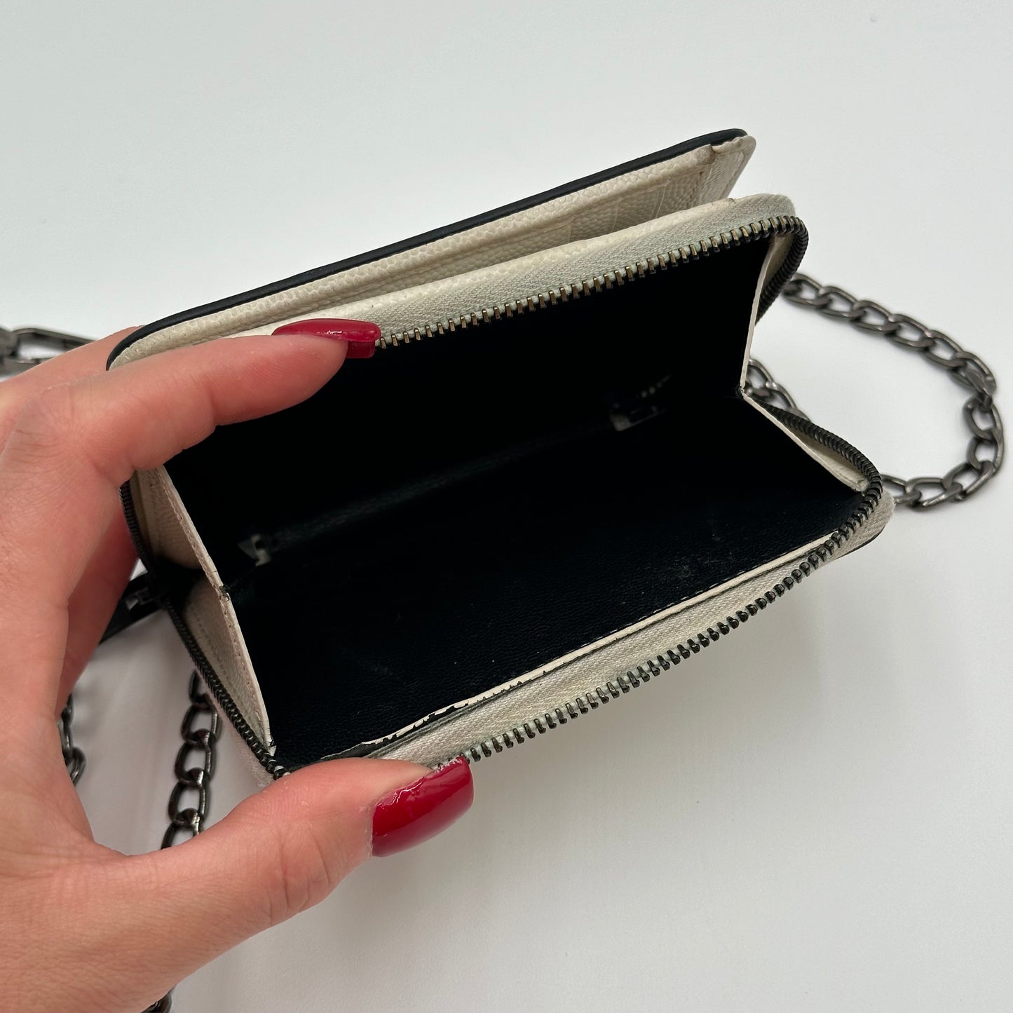 Authentic YSL White Matelasse Compact Wallet