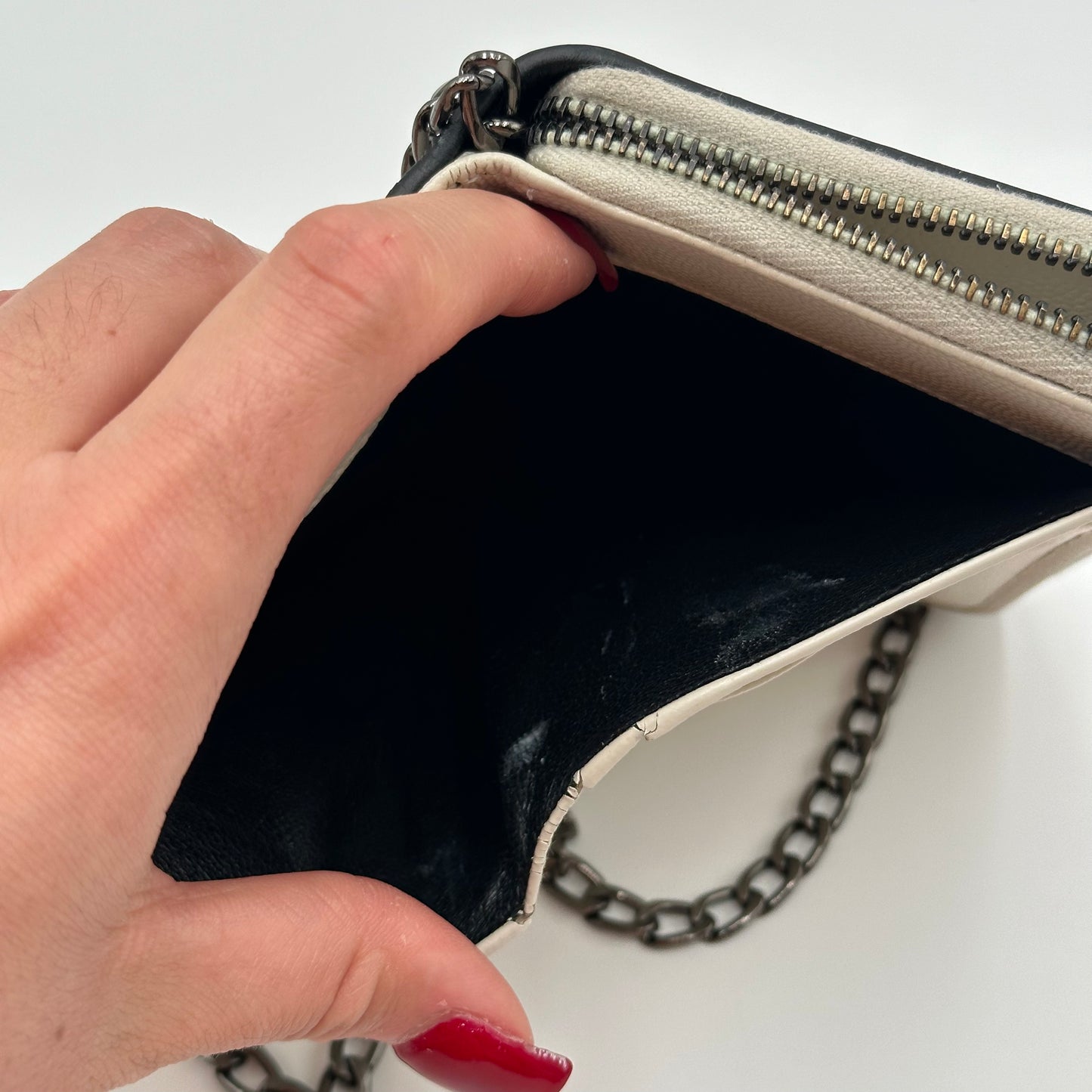 Authentic YSL White Matelasse Compact Wallet