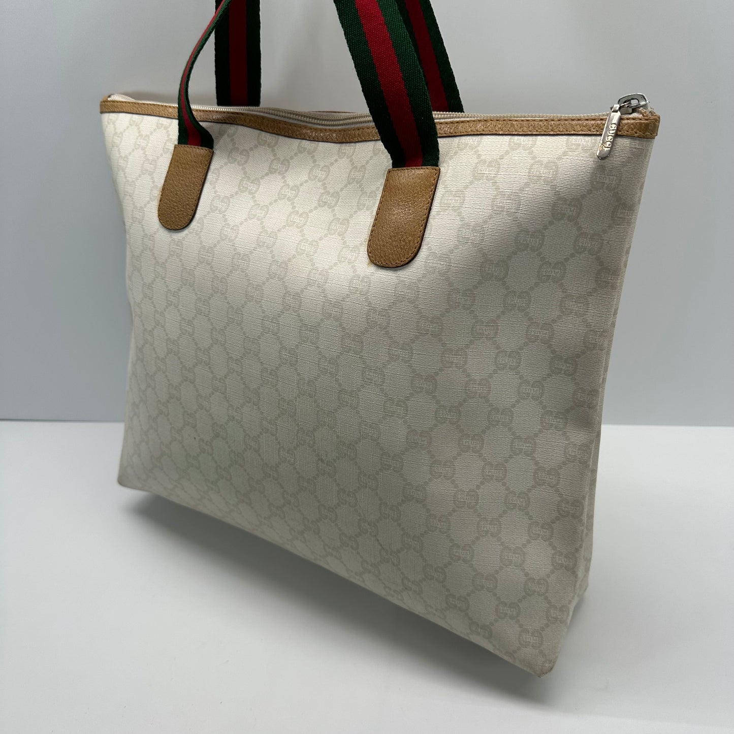 Authentic GUCCI GG White Travel Tote