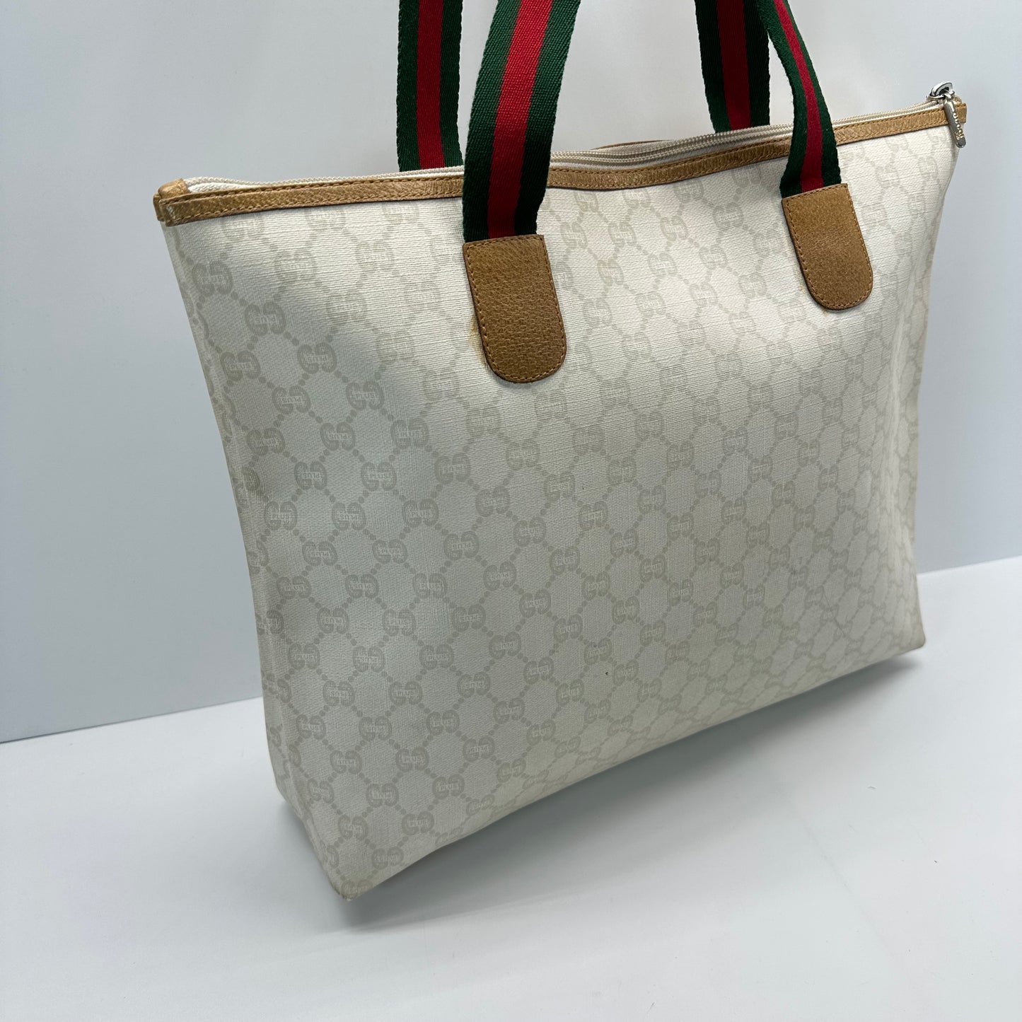 Authentic GUCCI GG White Travel Tote