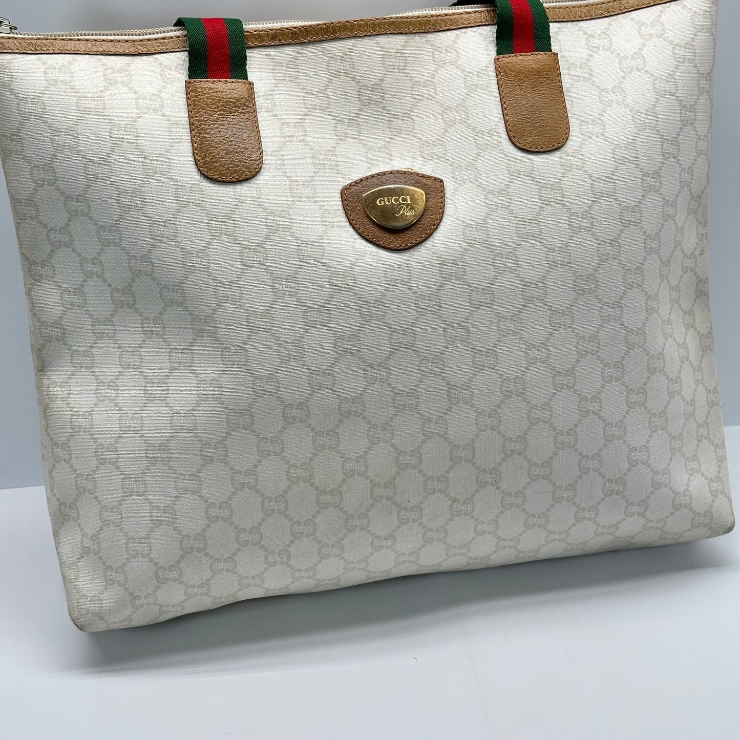 Authentic GUCCI GG White Travel Tote