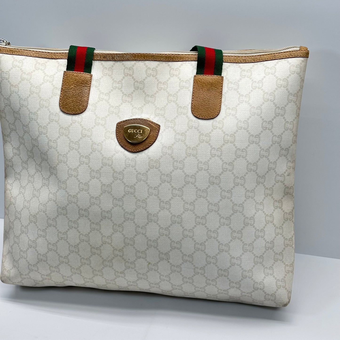 Authentic GUCCI GG White Travel Tote