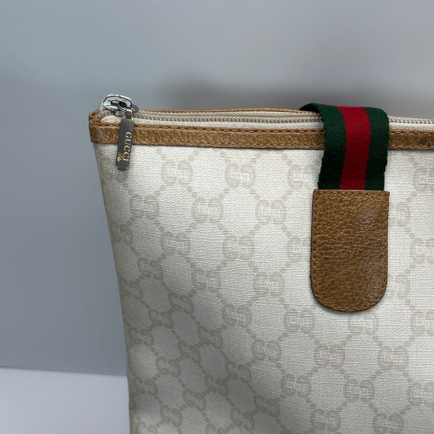 Authentic GUCCI GG White Travel Tote