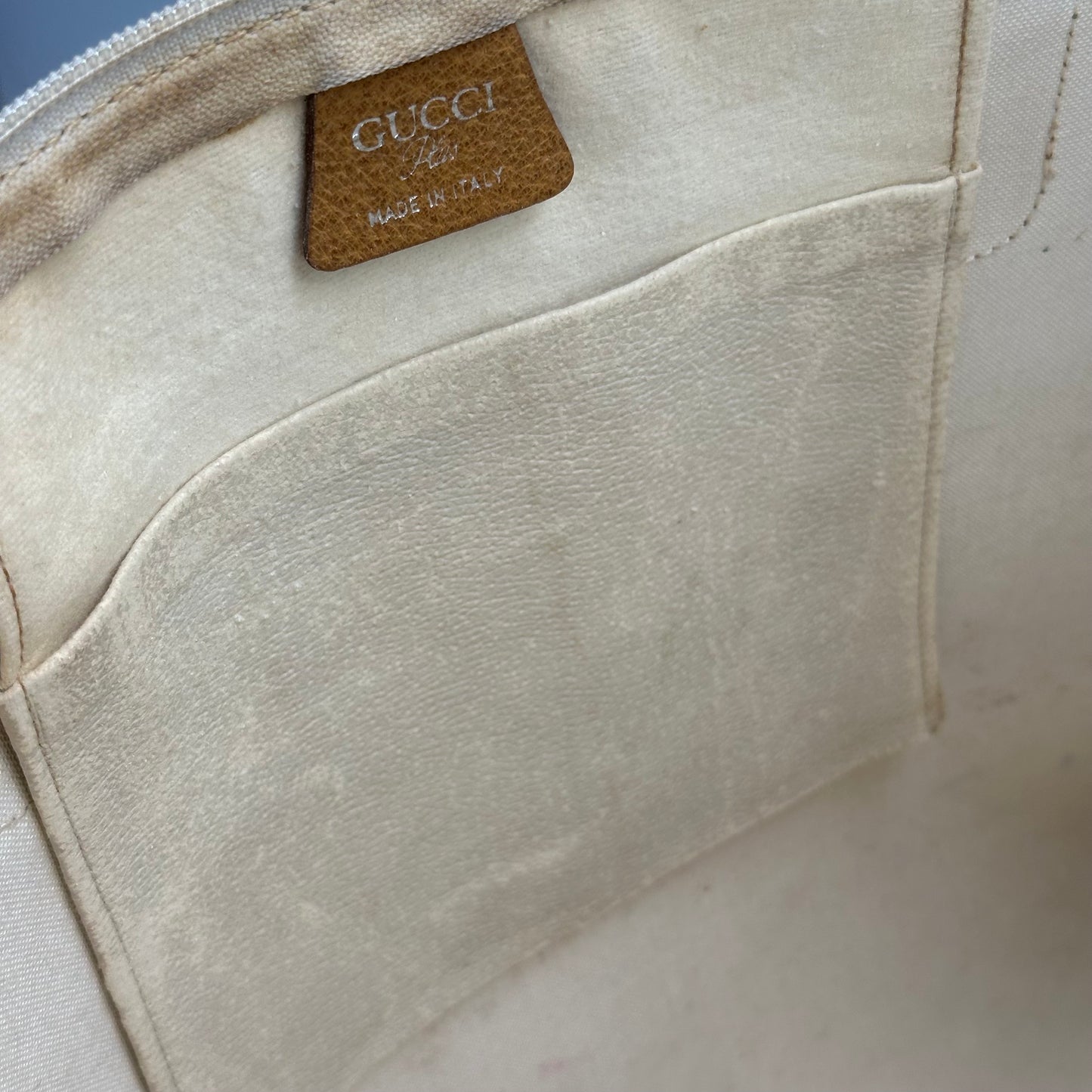 Authentic GUCCI GG White Travel Tote