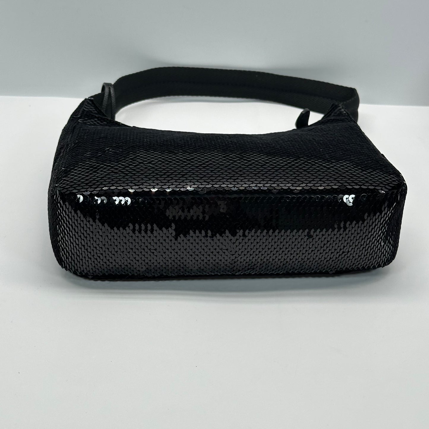 Authentic PRADA Paillettes Sequin Mini Re-Edition 2000 Bag Black White