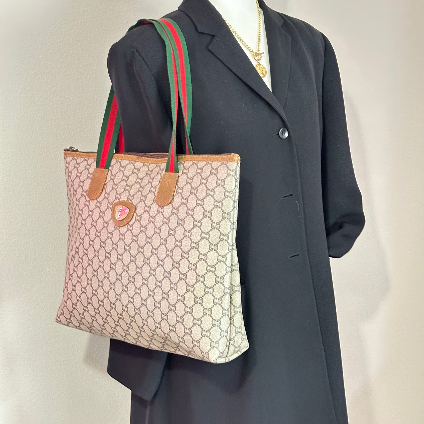 Authentic GUCCI GG Brown Travel Tote