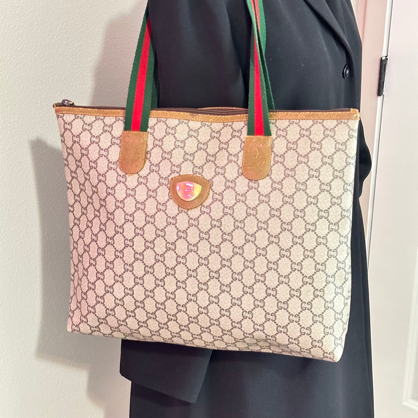 Authentic GUCCI GG Brown Travel Tote
