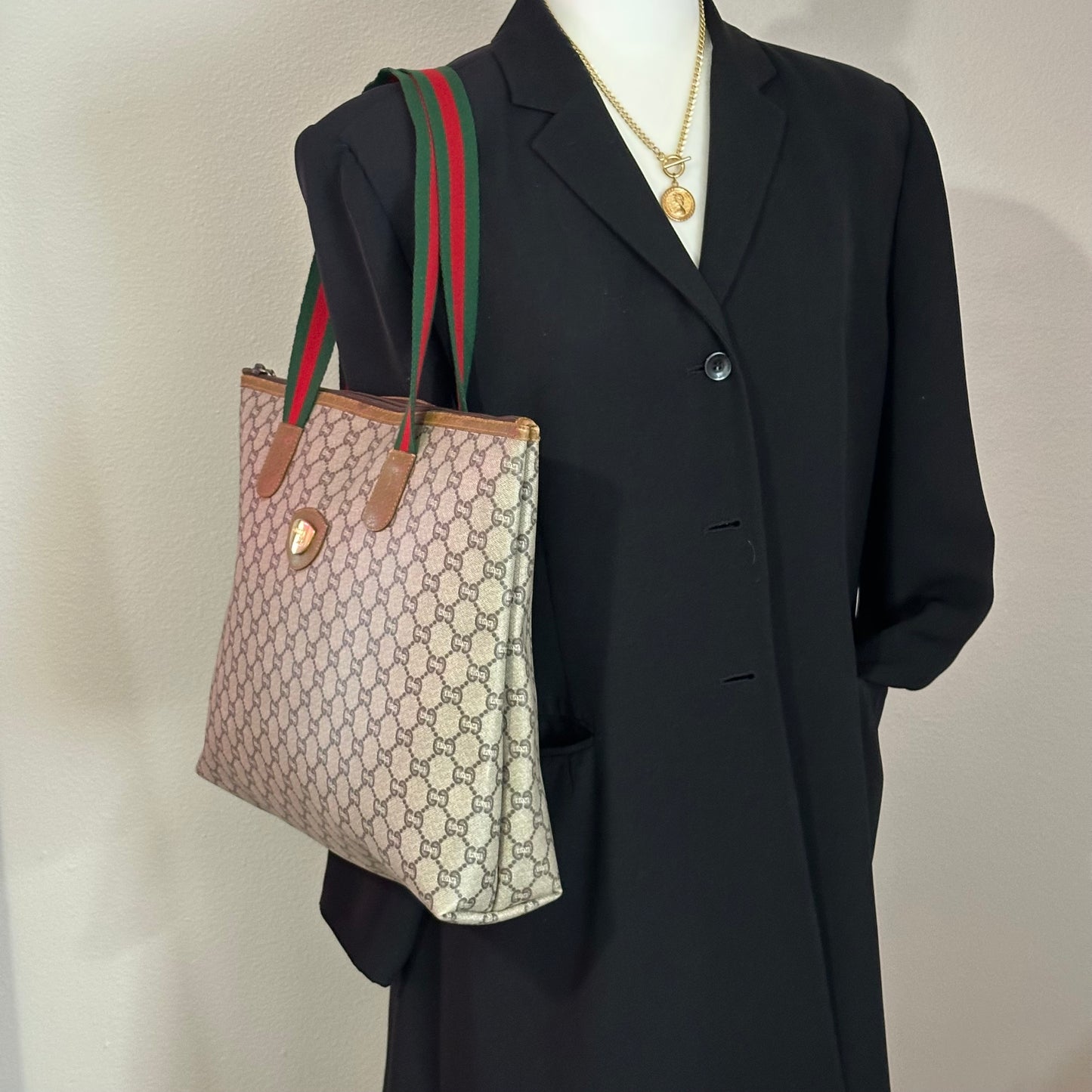 Authentic GUCCI GG Brown Travel Tote