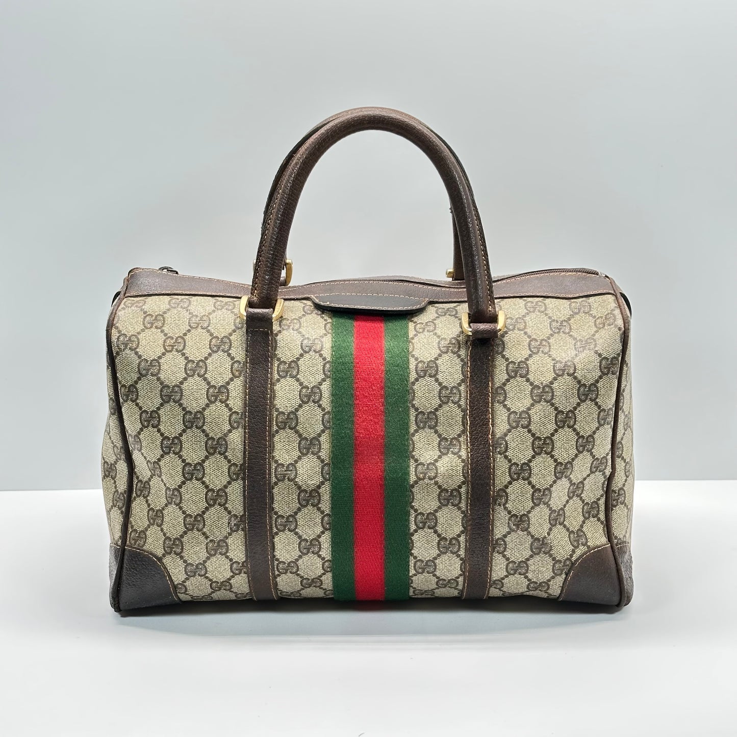 Authentic GUCCI GG Brown Boston Handbag