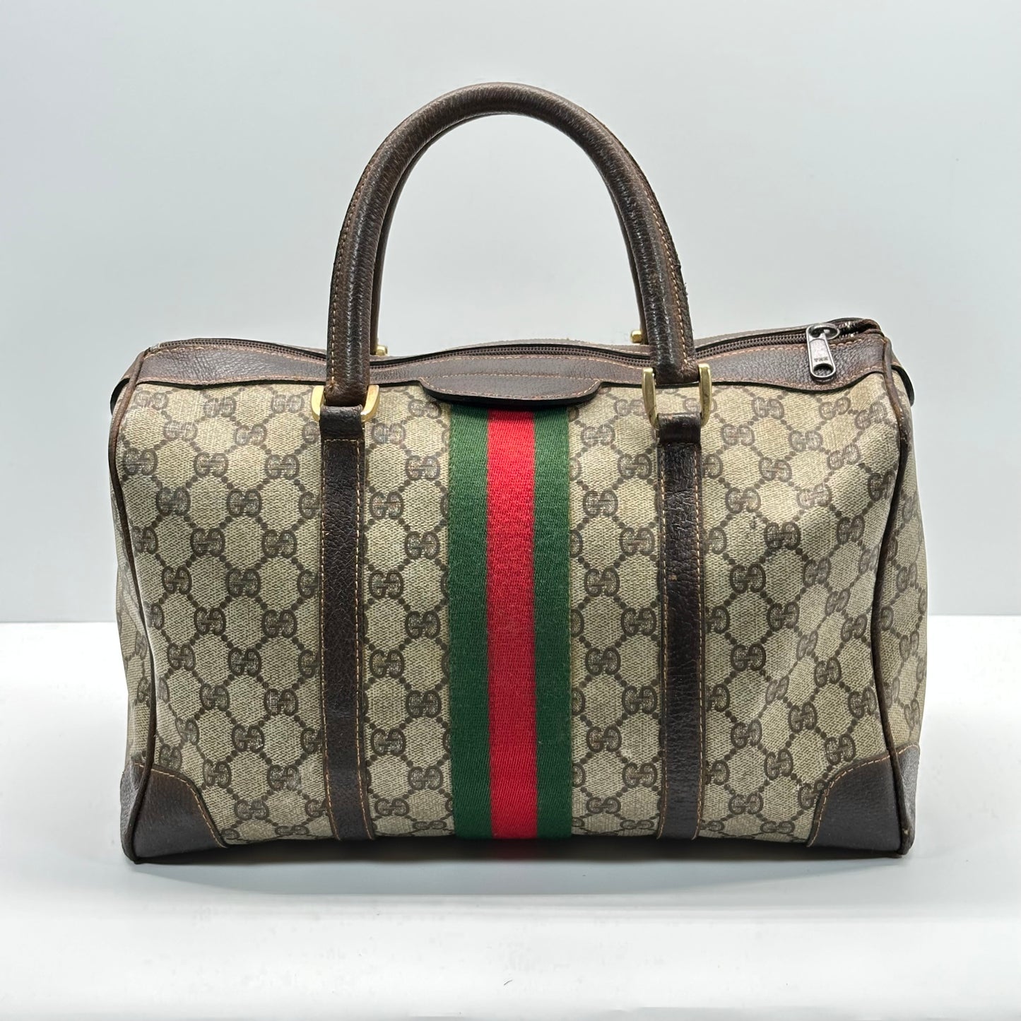 Authentic GUCCI GG Brown Boston Handbag