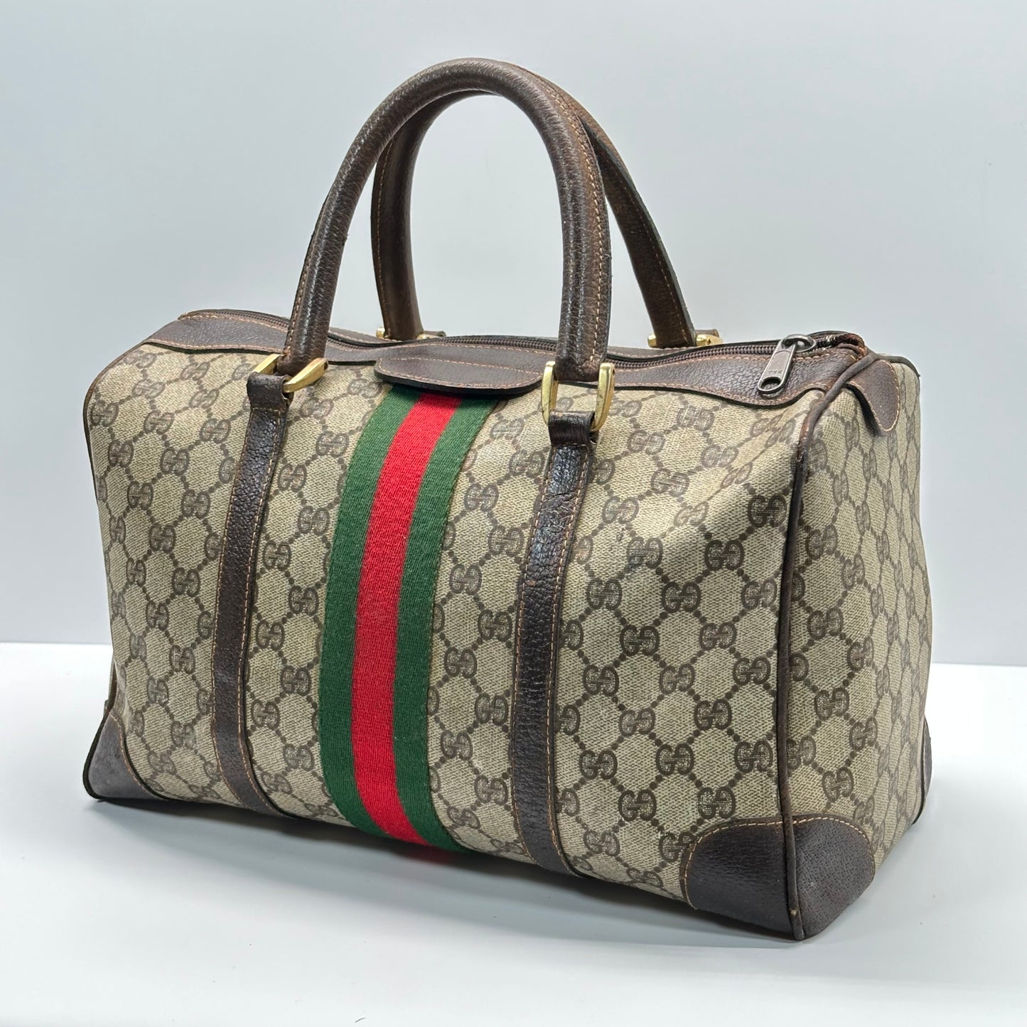 Authentic GUCCI GG Brown Boston Handbag