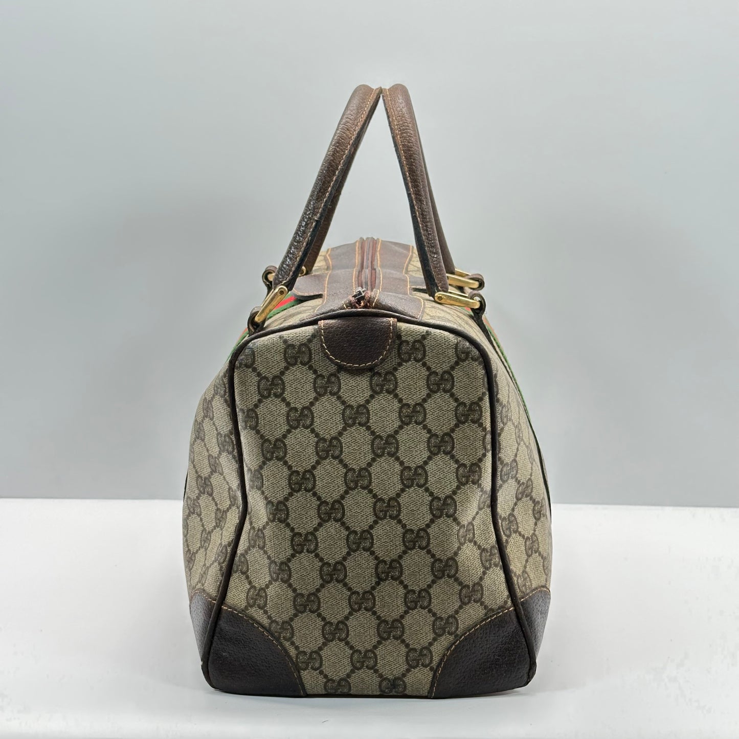 Authentic GUCCI GG Brown Boston Handbag