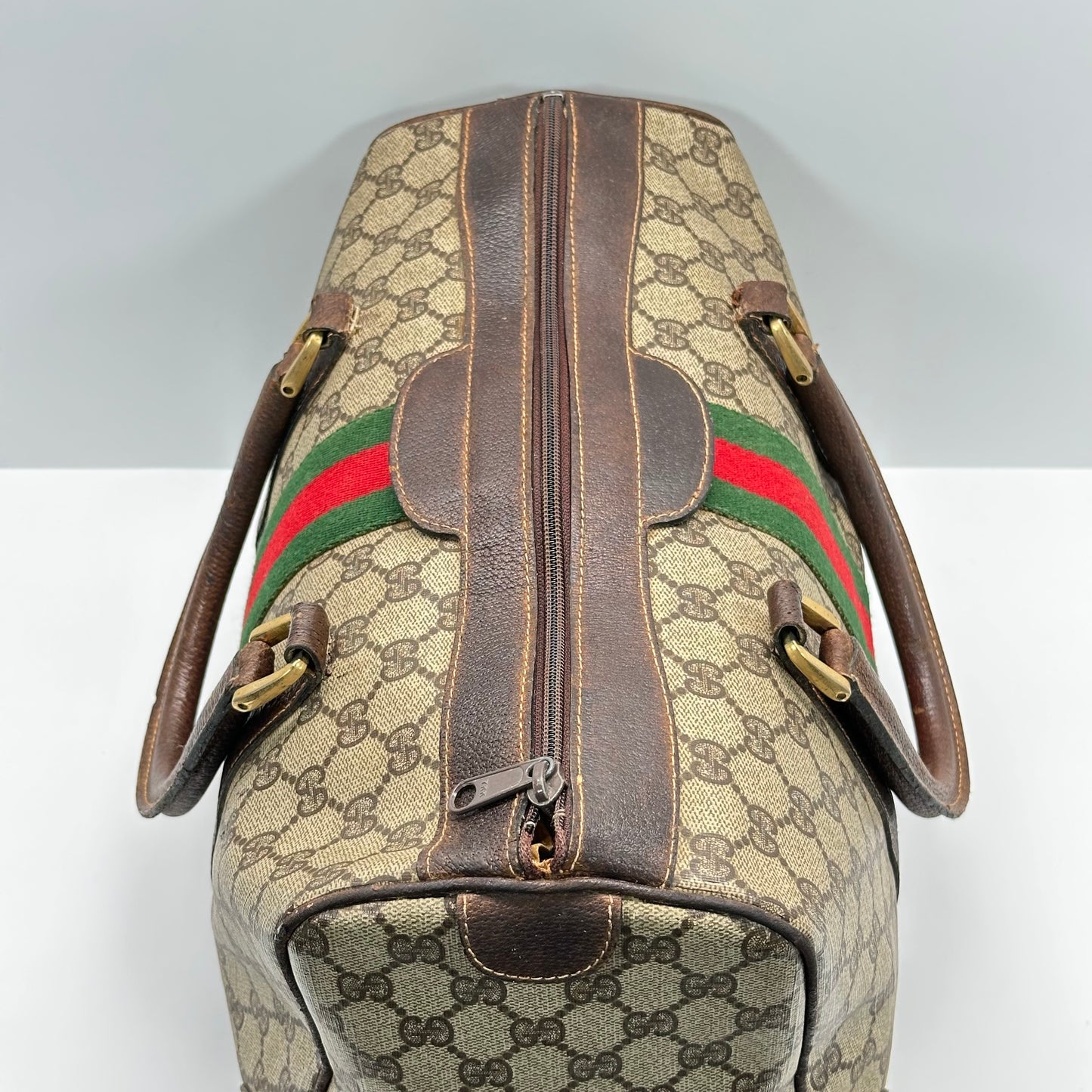 Authentic GUCCI GG Brown Boston Handbag