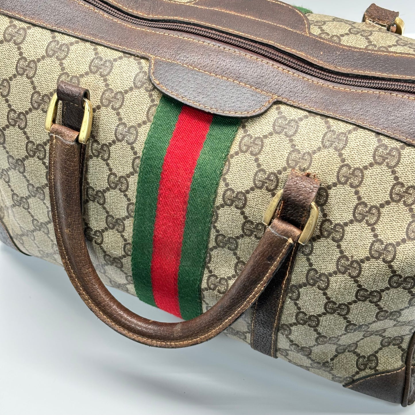 Authentic GUCCI GG Brown Boston Handbag