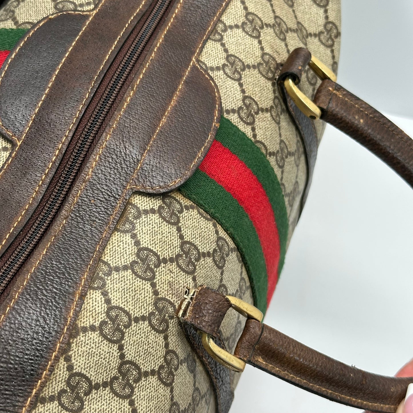 Authentic GUCCI GG Brown Boston Handbag