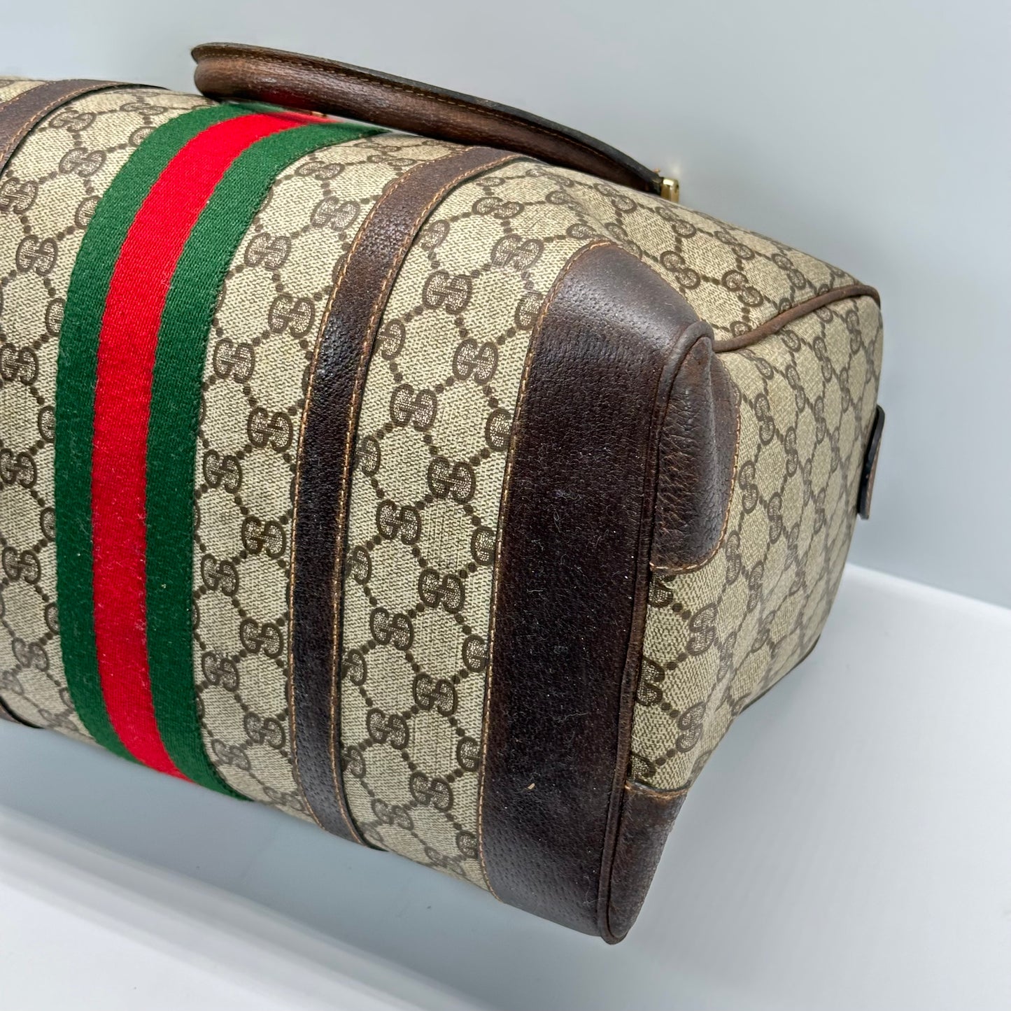Authentic GUCCI GG Brown Boston Handbag