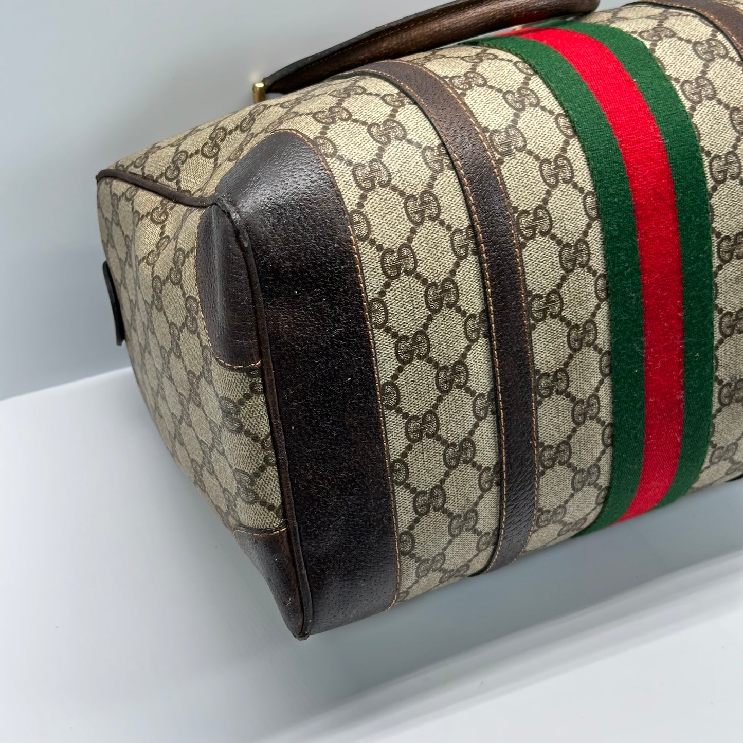 Authentic GUCCI GG Brown Boston Handbag