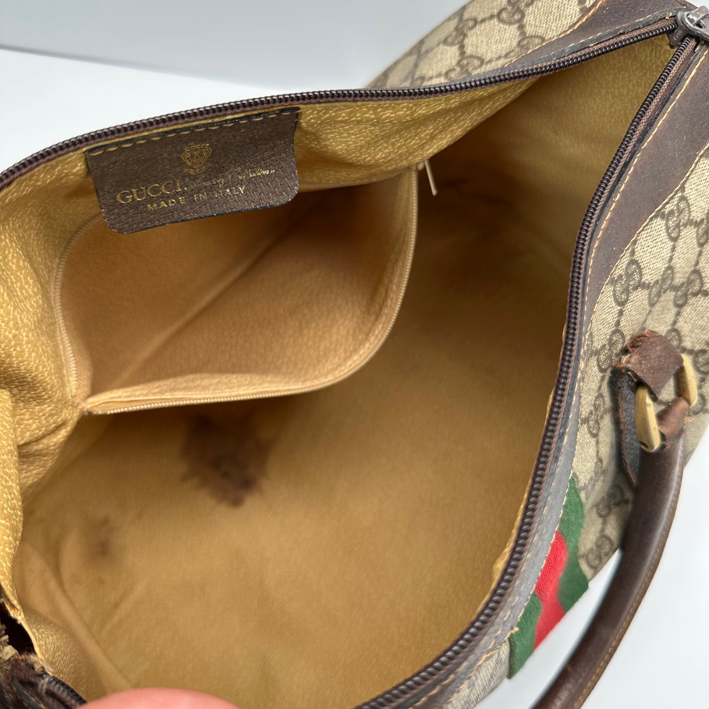 Authentic GUCCI GG Brown Boston Handbag
