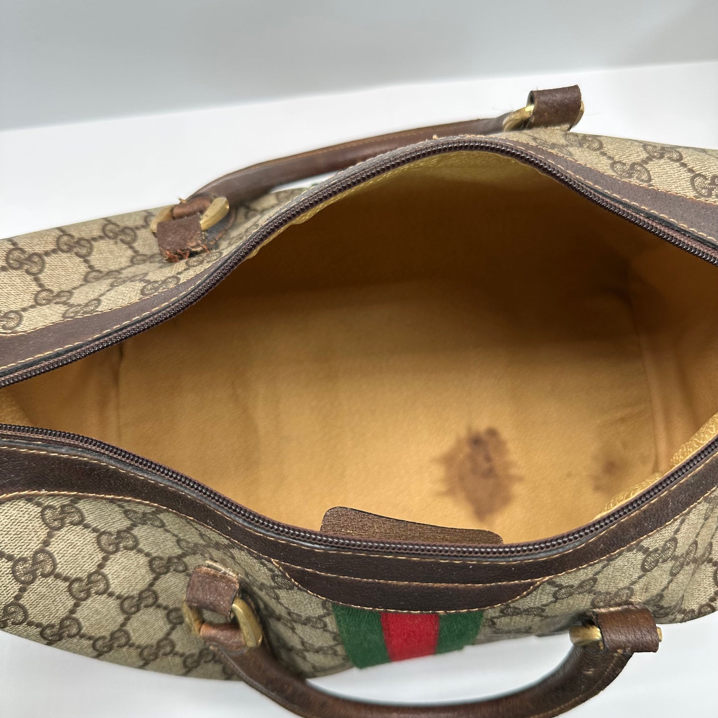 Authentic GUCCI GG Brown Boston Handbag