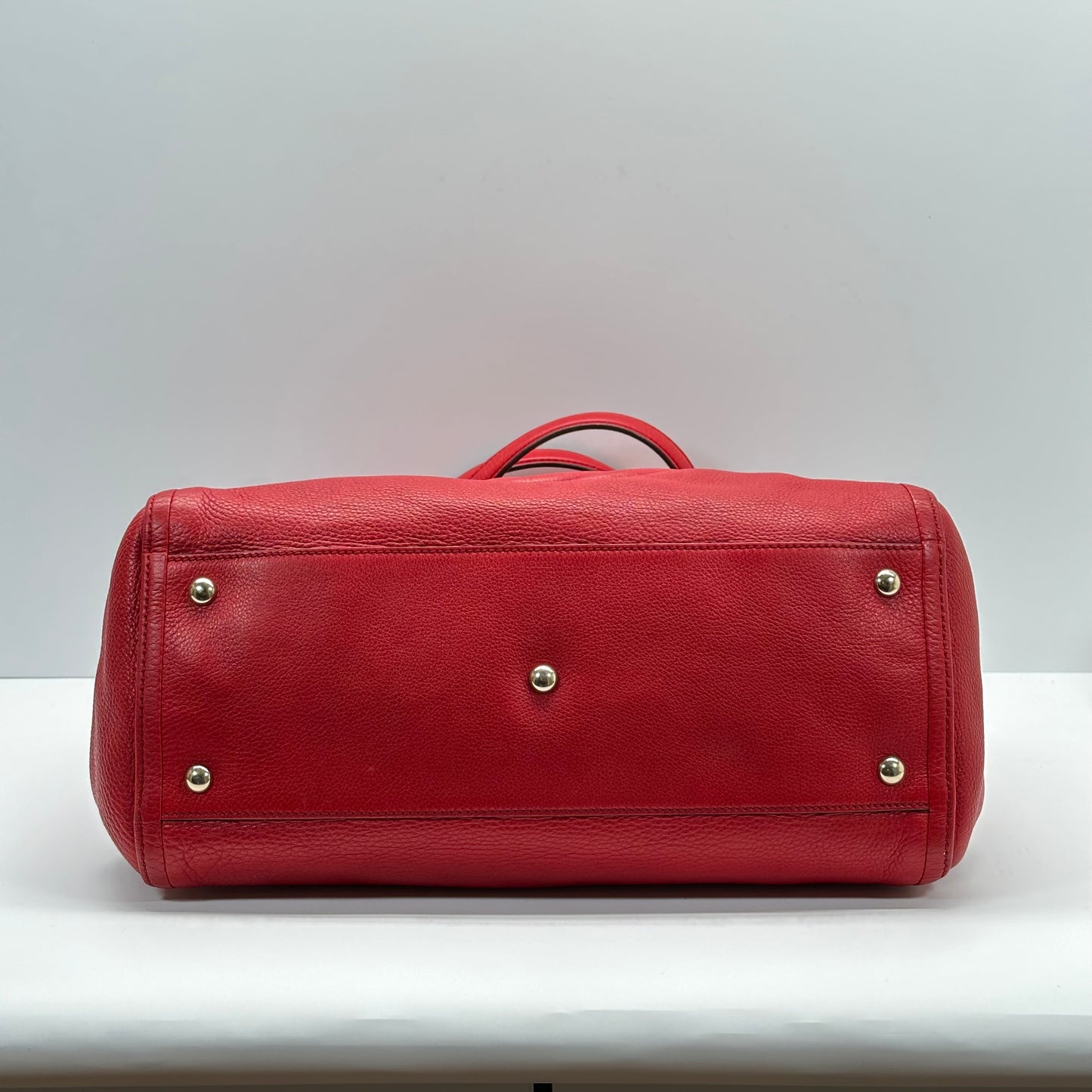 Authentic GUCCI Red Pebbled Leather Soho Top Handle Tote Bag