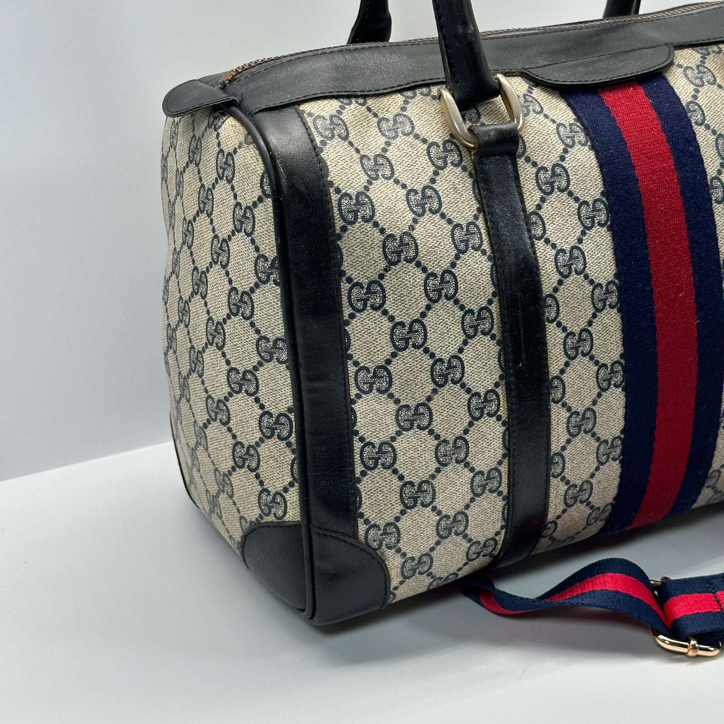 Authentic GUCCI GG Sherry Line Boston Handbag