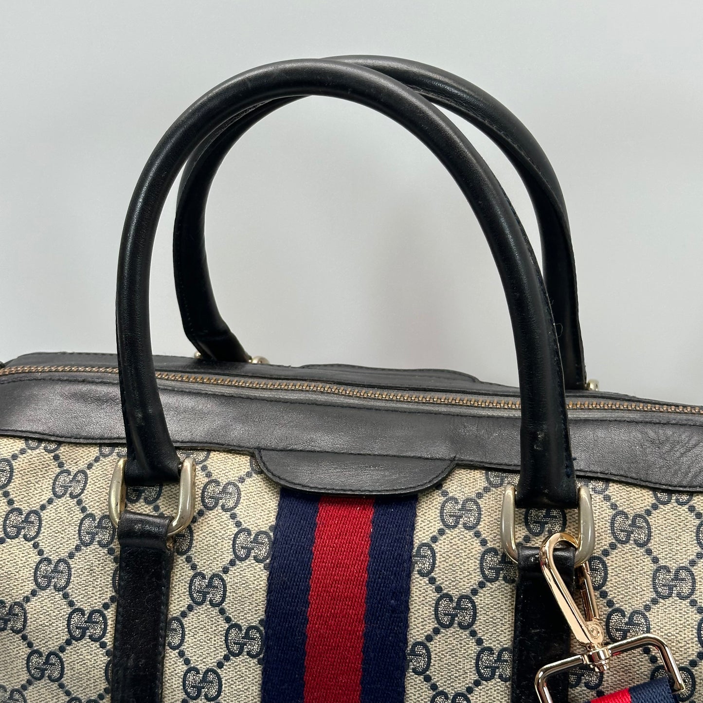 Authentic GUCCI GG Sherry Line Boston Handbag