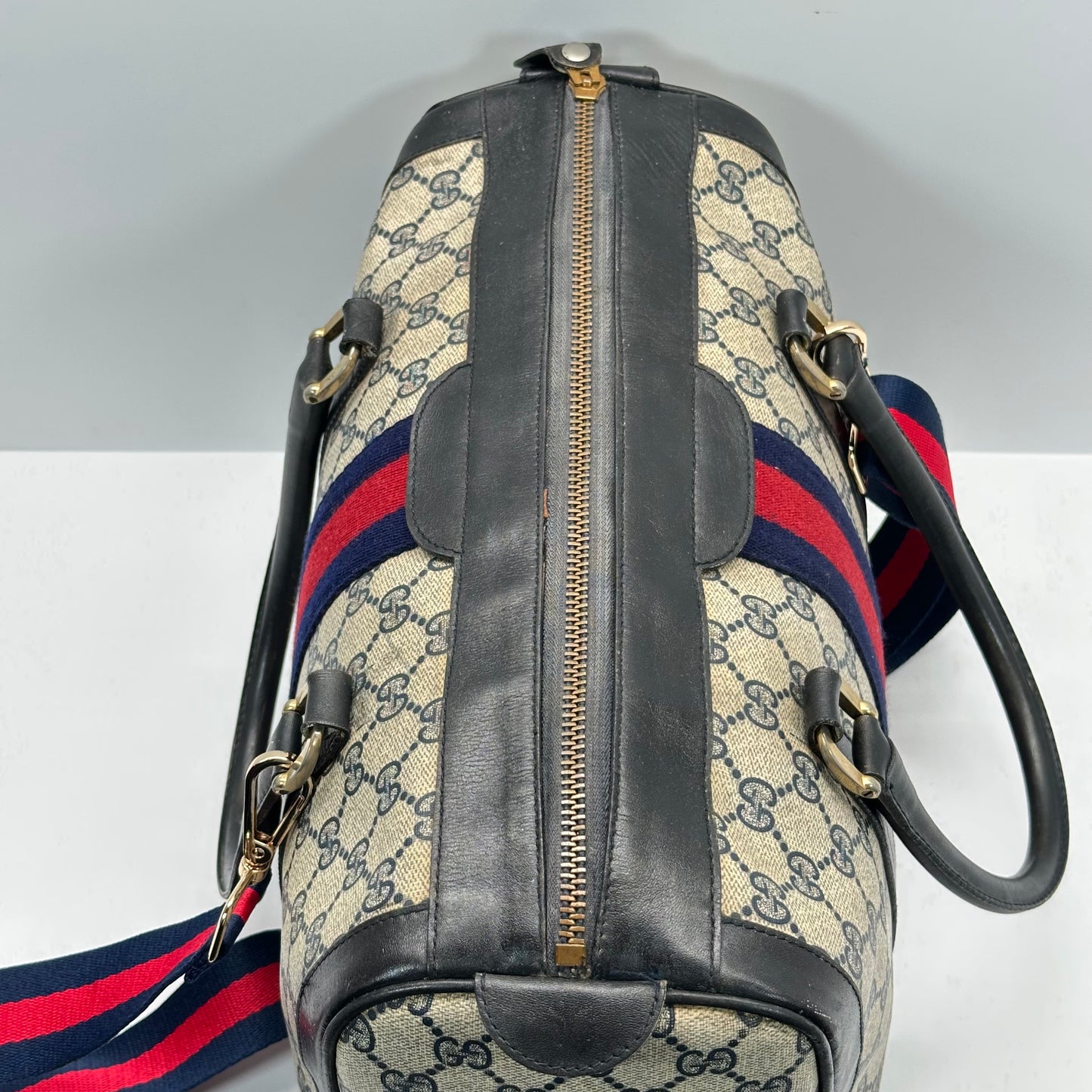 Authentic GUCCI GG Sherry Line Boston Handbag