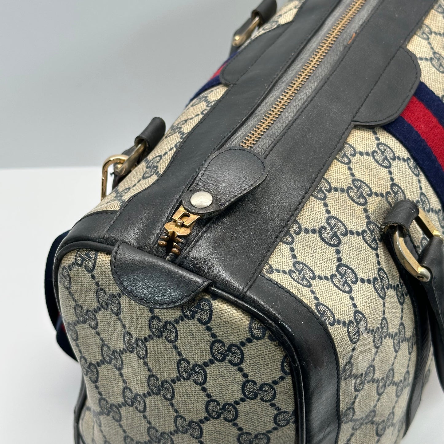 Authentic GUCCI GG Sherry Line Boston Handbag