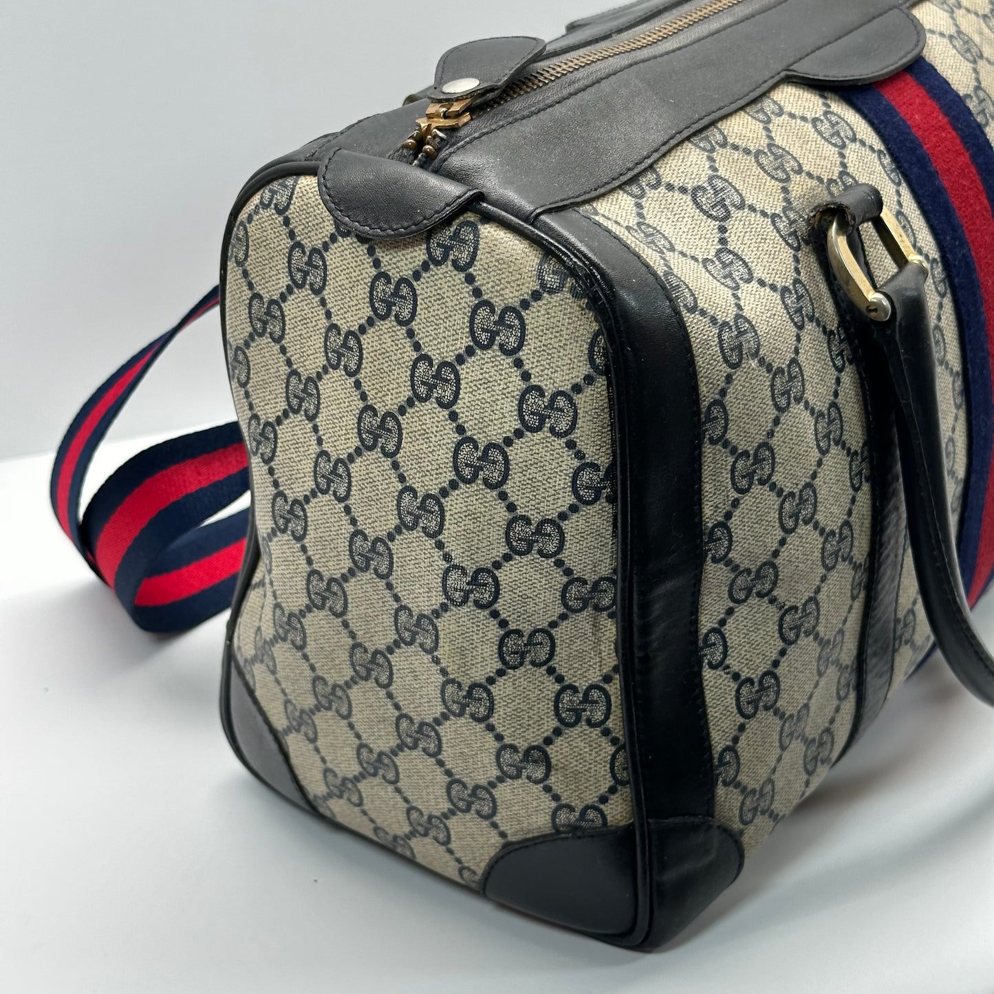 Authentic GUCCI GG Sherry Line Boston Handbag