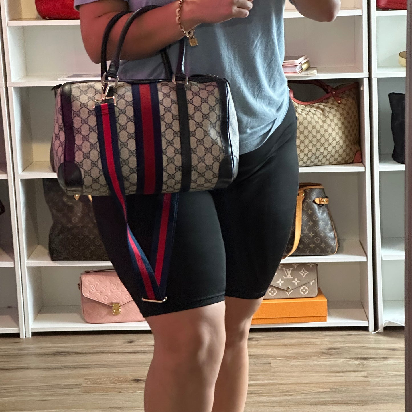 Authentic GUCCI GG Sherry Line Boston Handbag