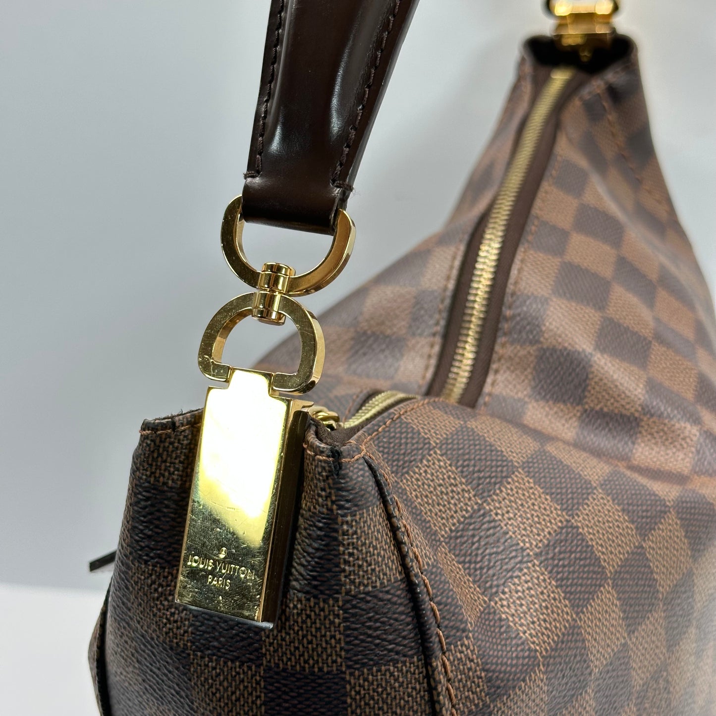 Authentic 2015 Louis Vuitton Damier Ebene Portobello PM Hobo Bag