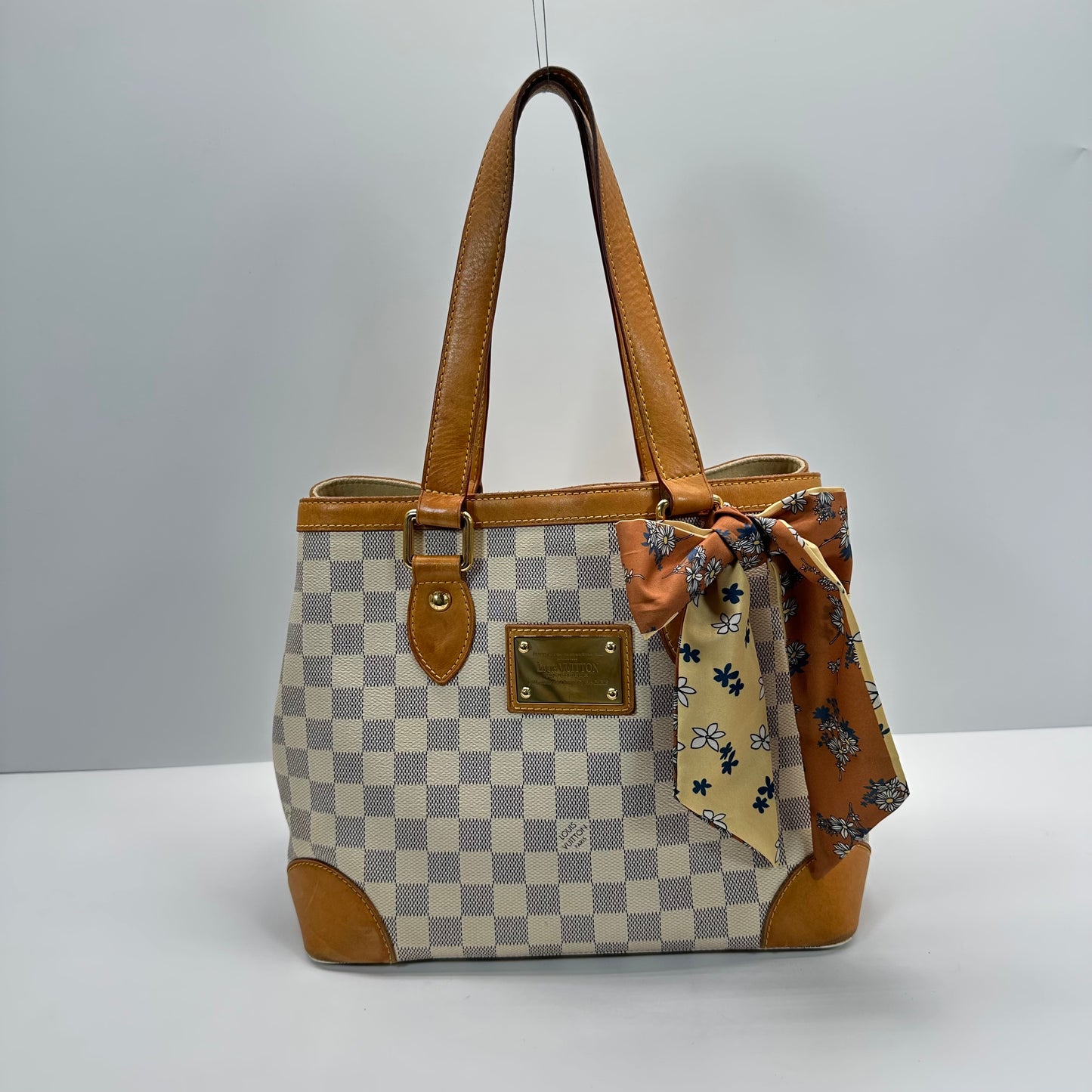 Authentic Louis Vuitton Damier Azur Hampstead PM Shoulder Bag