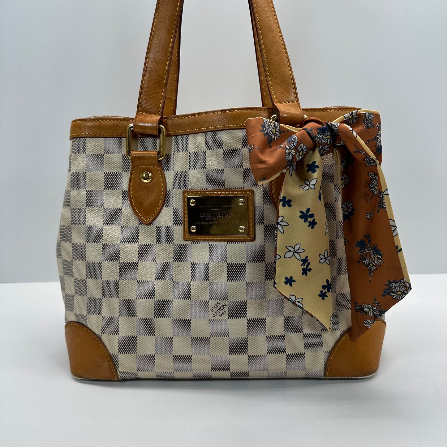 Authentic Louis Vuitton Damier Azur Hampstead PM Shoulder Bag