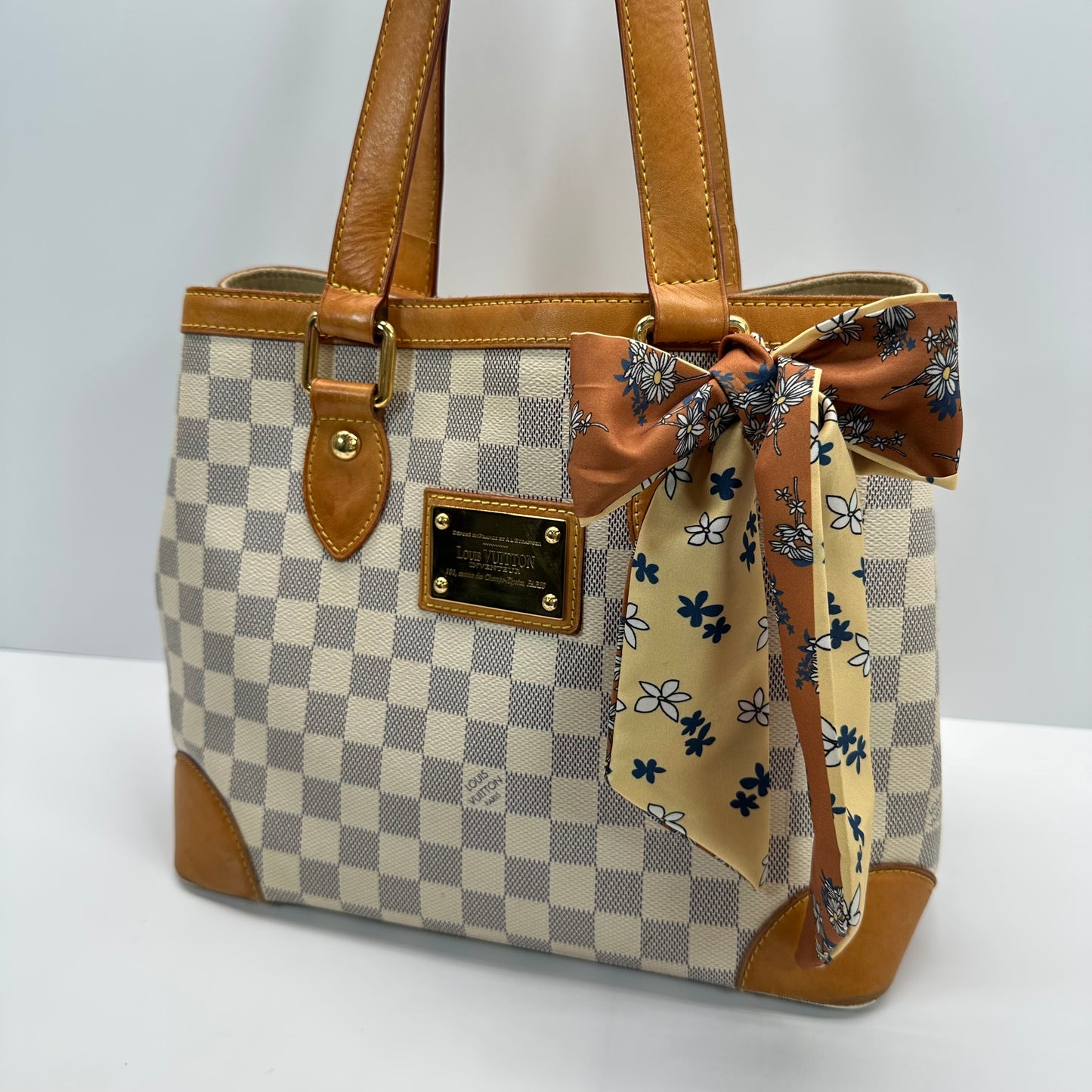 Authentic Louis Vuitton Damier Azur Hampstead PM Shoulder Bag