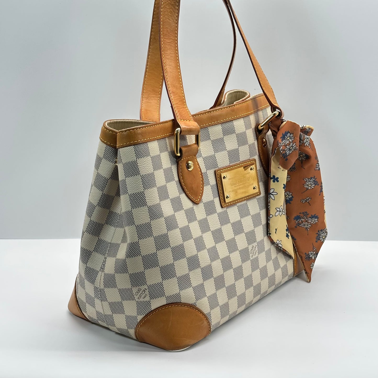 Authentic Louis Vuitton Damier Azur Hampstead PM Shoulder Bag