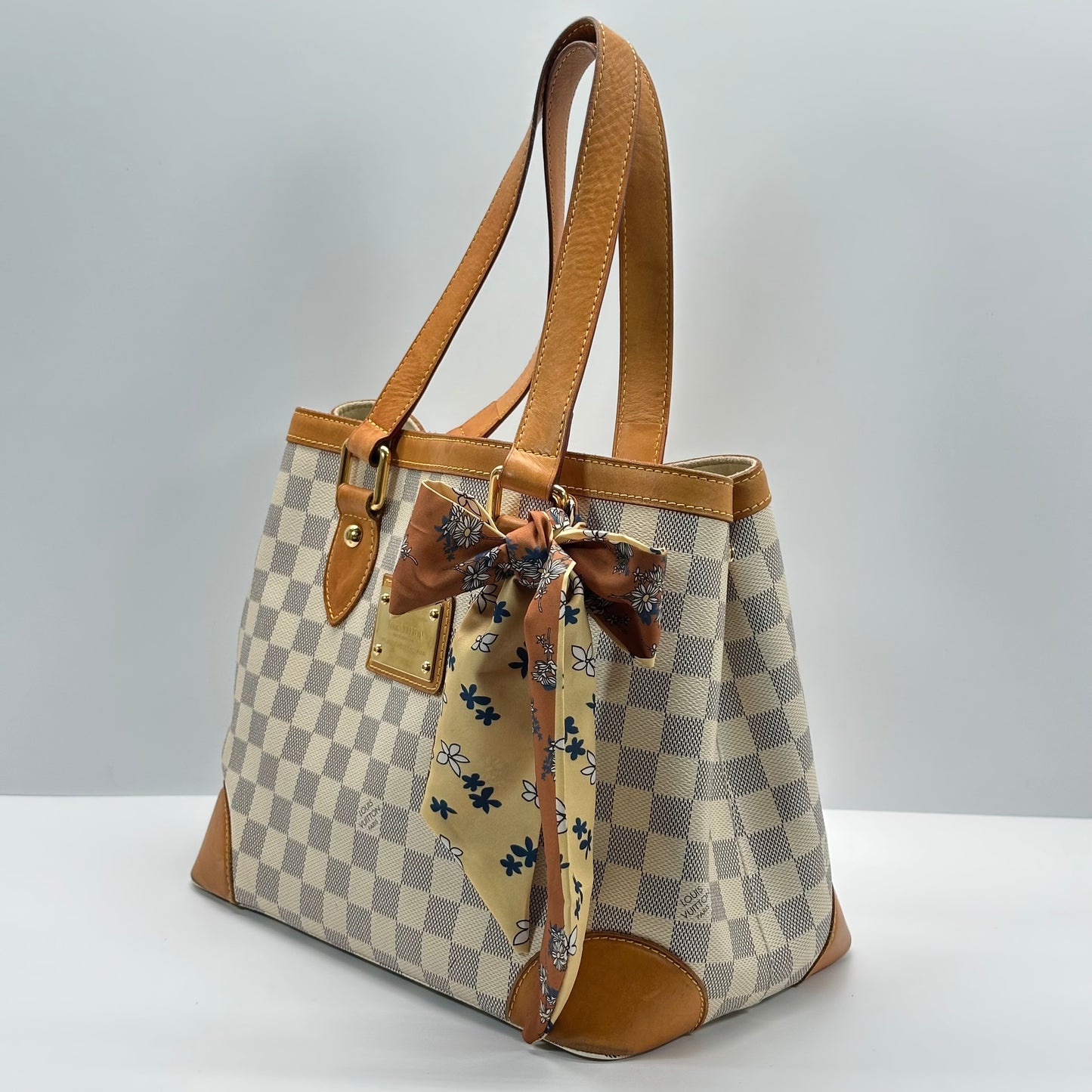 Authentic Louis Vuitton Damier Azur Hampstead PM Shoulder Bag
