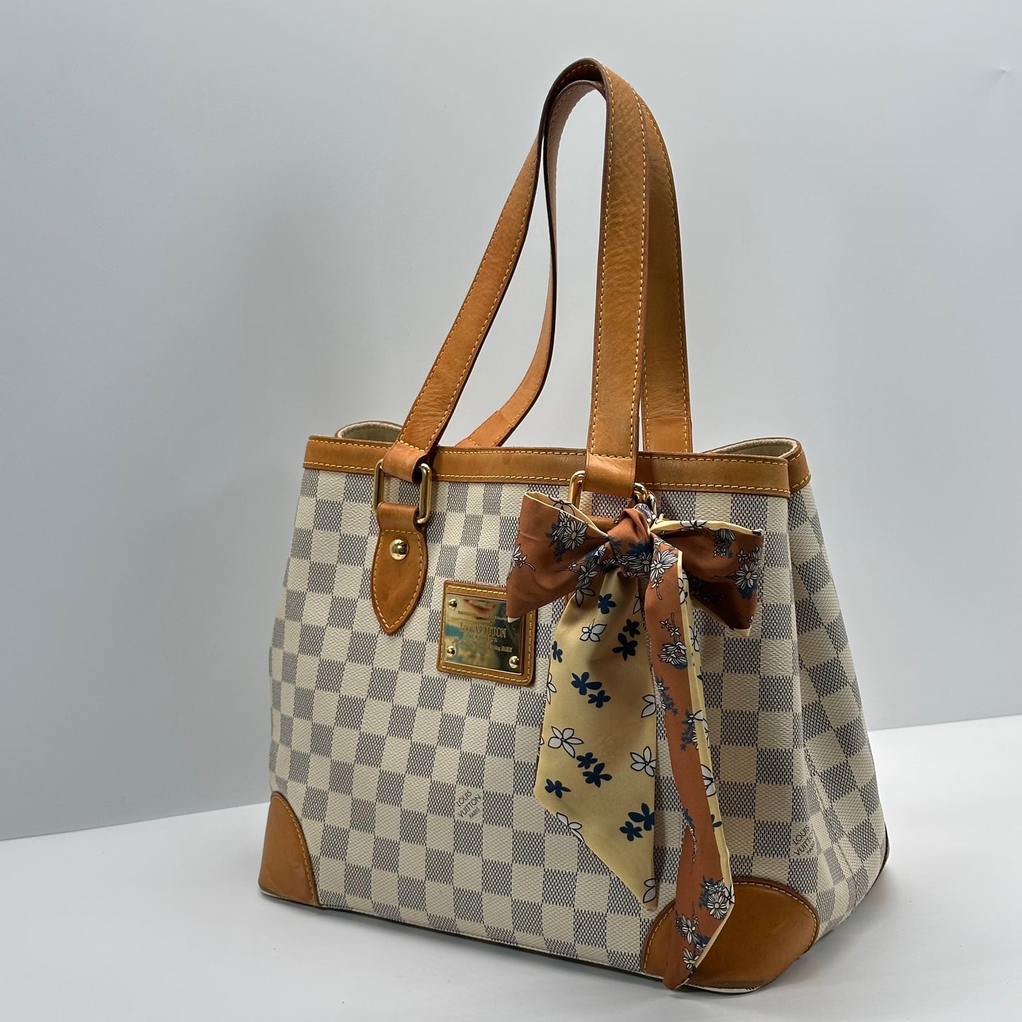 Authentic Louis Vuitton Damier Azur Hampstead PM Shoulder Bag