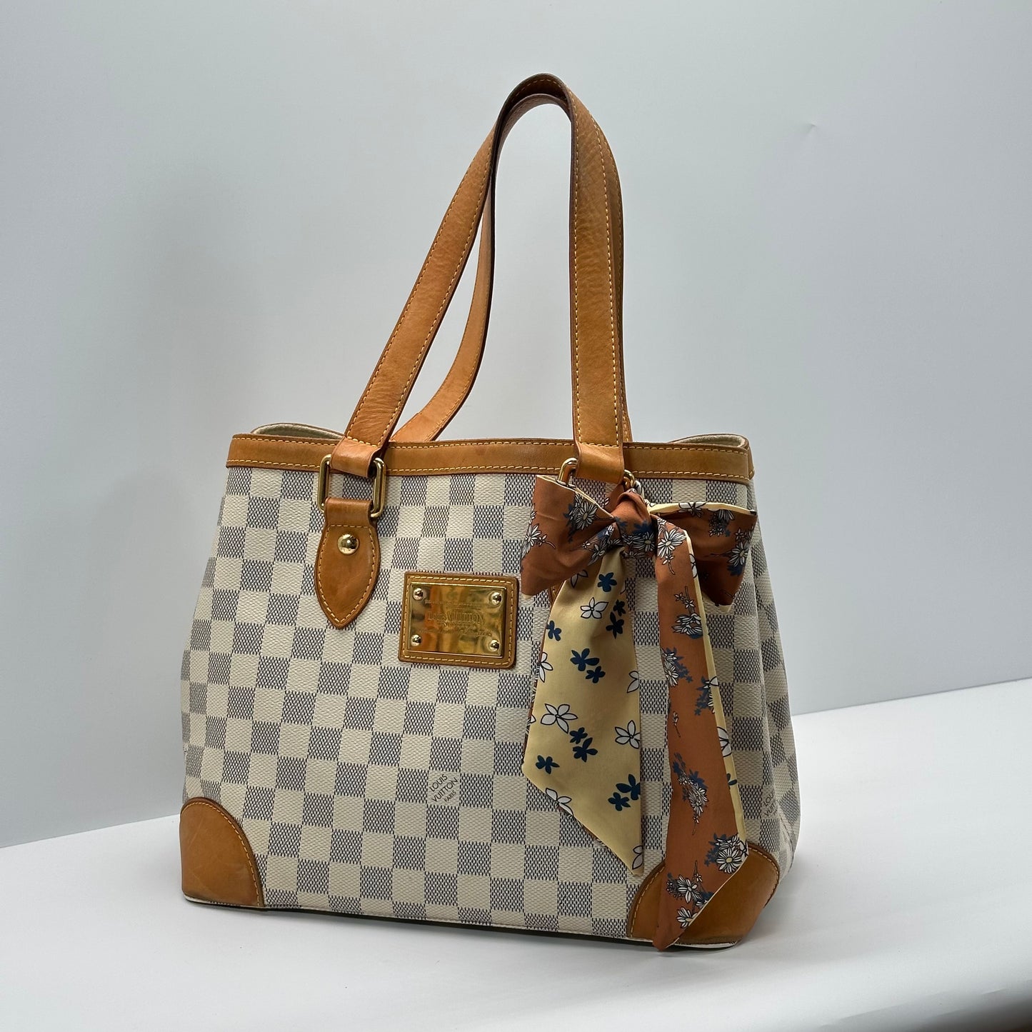 Authentic Louis Vuitton Damier Azur Hampstead PM Shoulder Bag