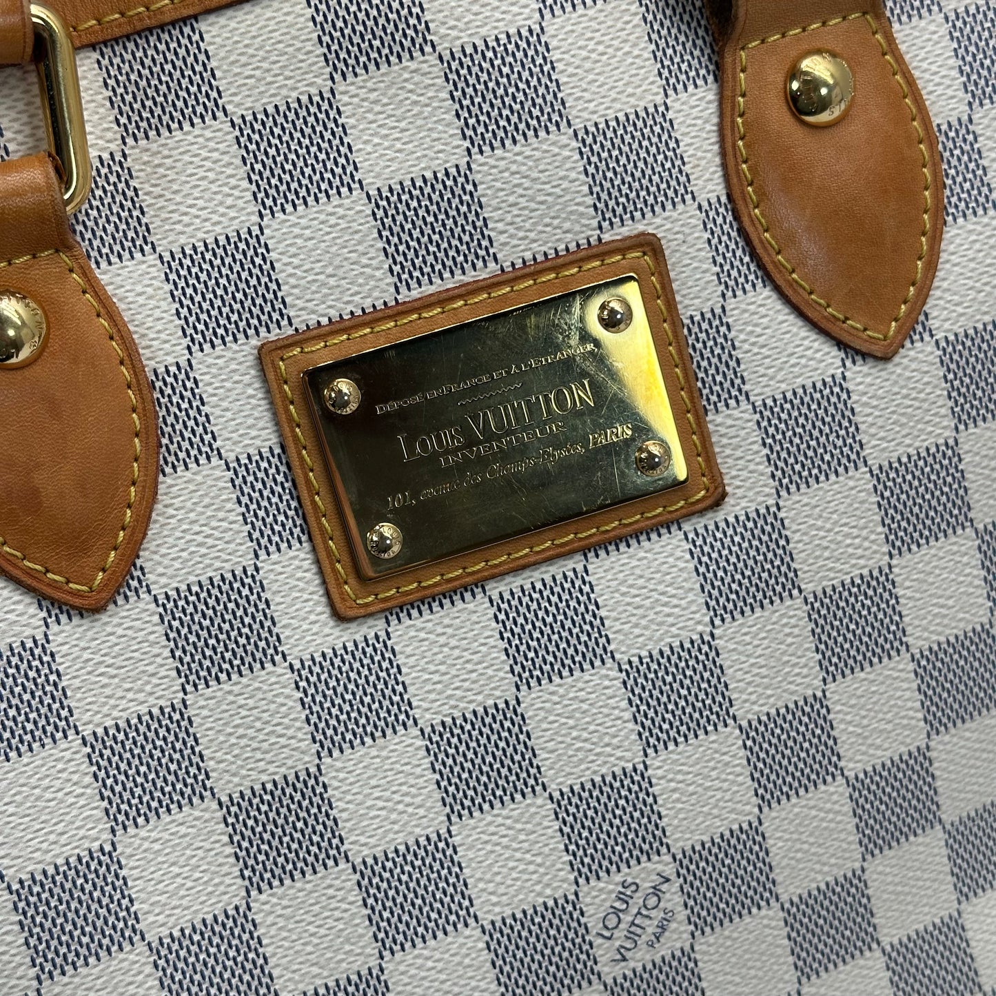 Authentic Louis Vuitton Damier Azur Hampstead PM Shoulder Bag