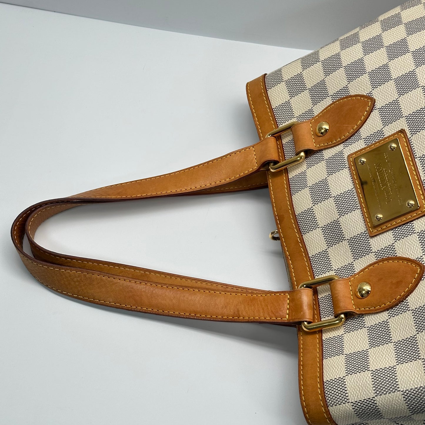 Authentic Louis Vuitton Damier Azur Hampstead PM Shoulder Bag
