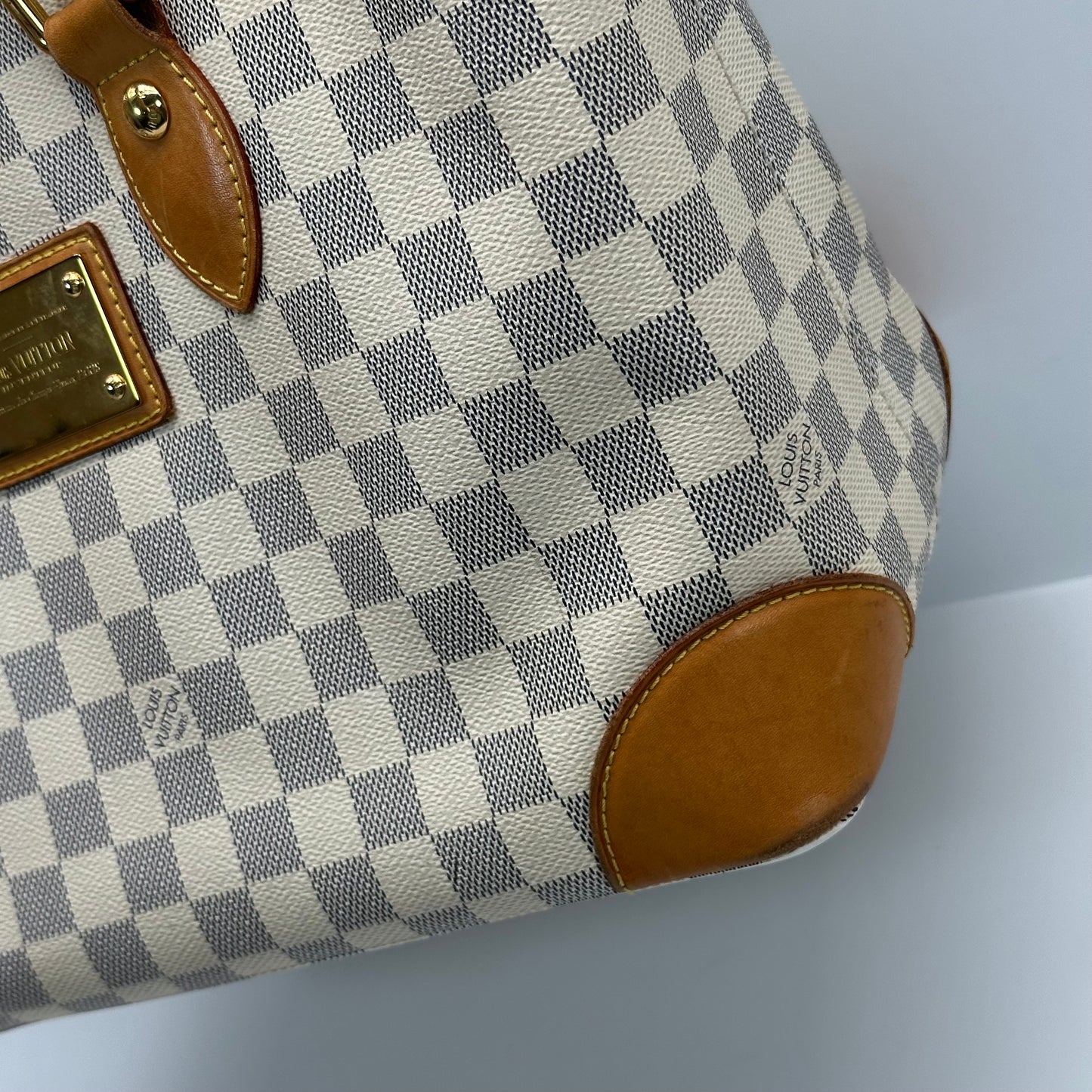 Authentic Louis Vuitton Damier Azur Hampstead PM Shoulder Bag