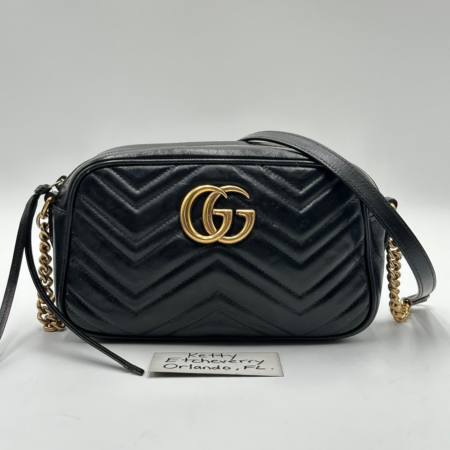 Authentic GUCCI Black Marmont V Stitch Crossbody