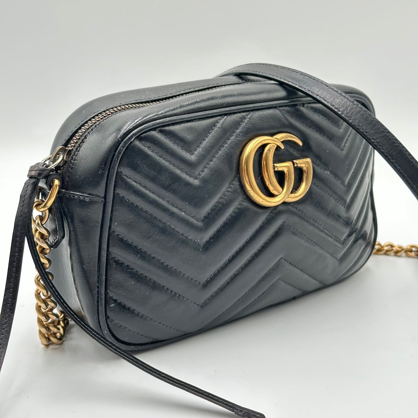 Authentic GUCCI Black Marmont V Stitch Crossbody