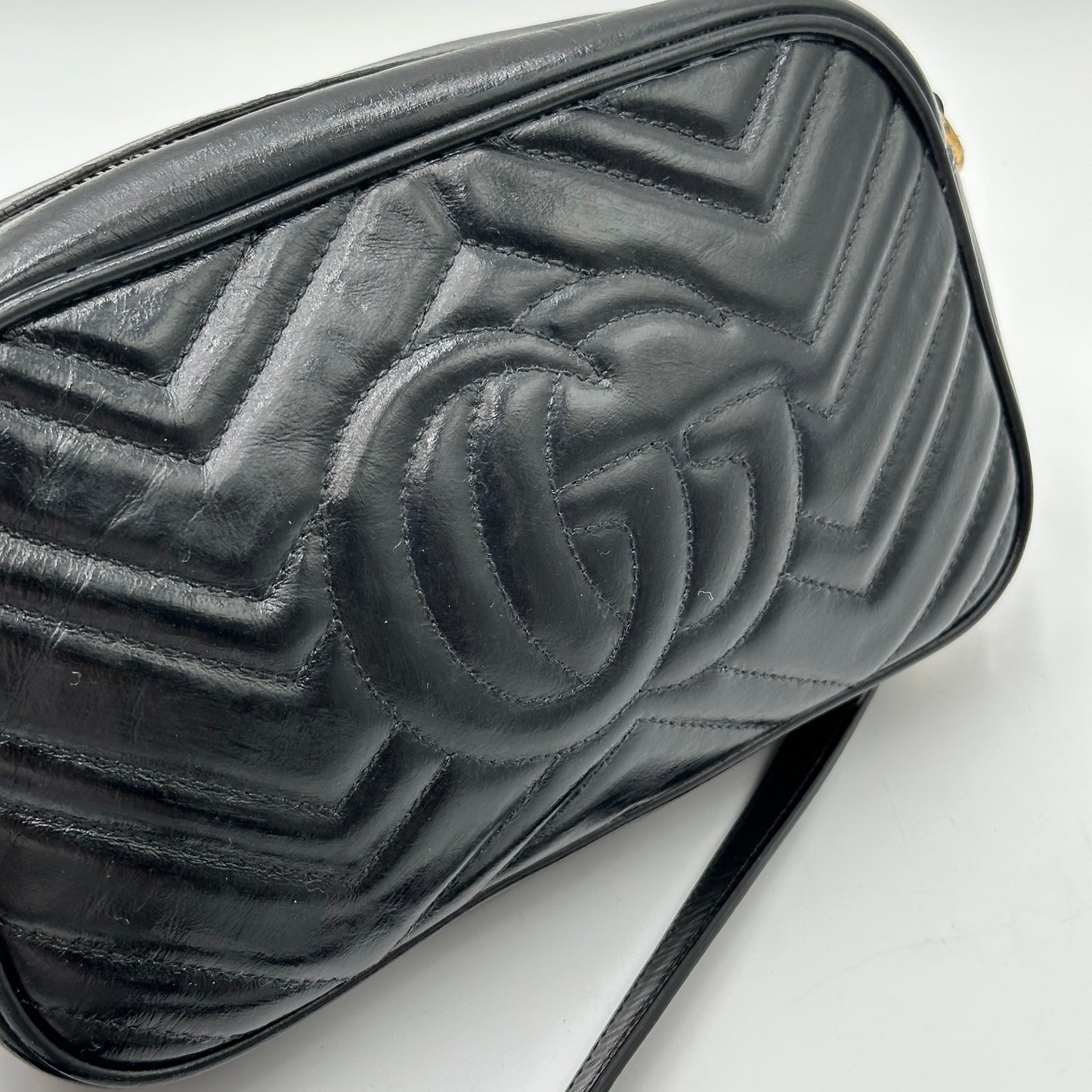 Authentic GUCCI Black Marmont V Stitch Crossbody